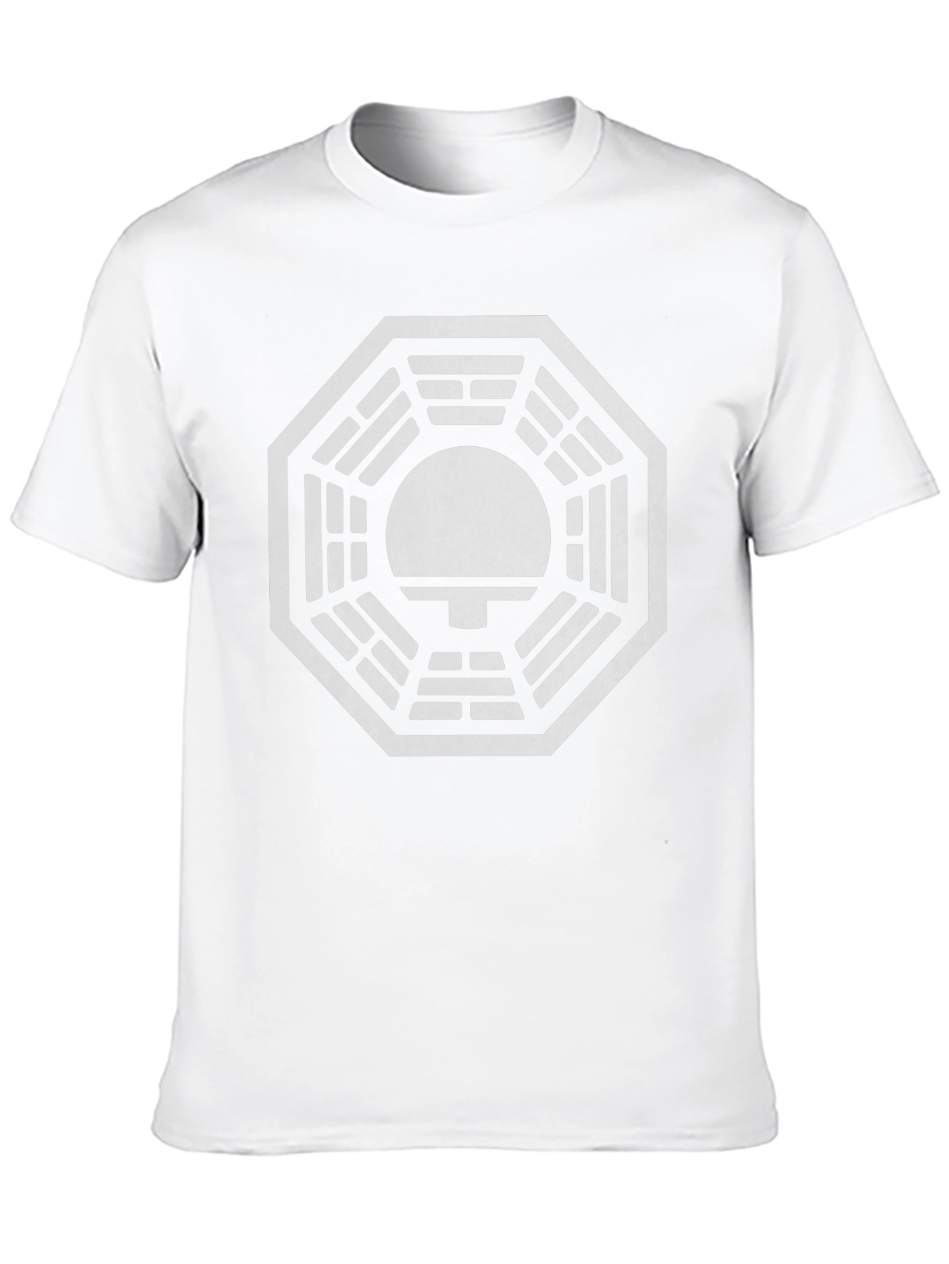 Black Men's Black T-Shirt with Mysterious Octagon Design view 10