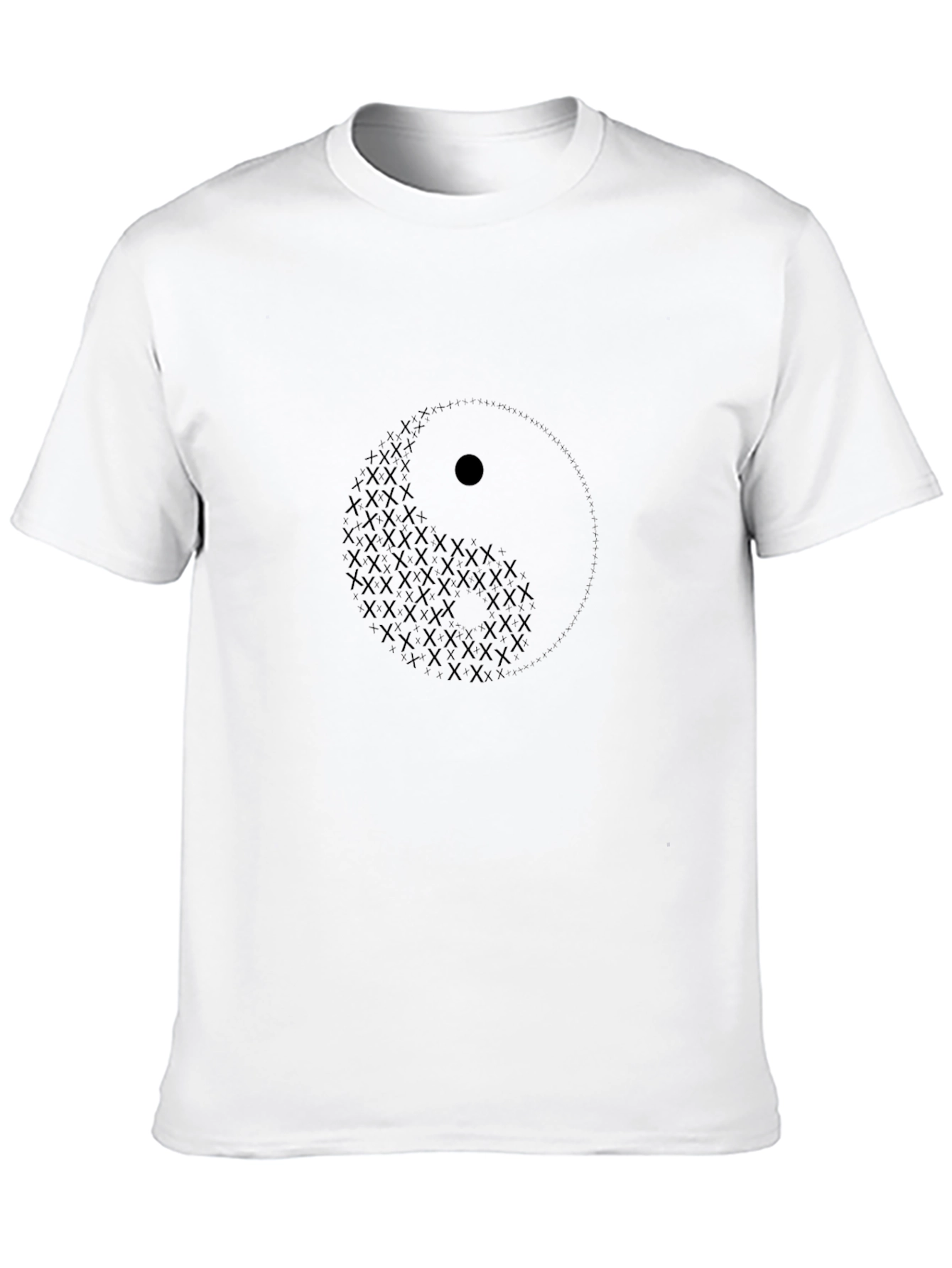 Black Yin Yang Symbol Graphic Print Black T-Shirt view 10