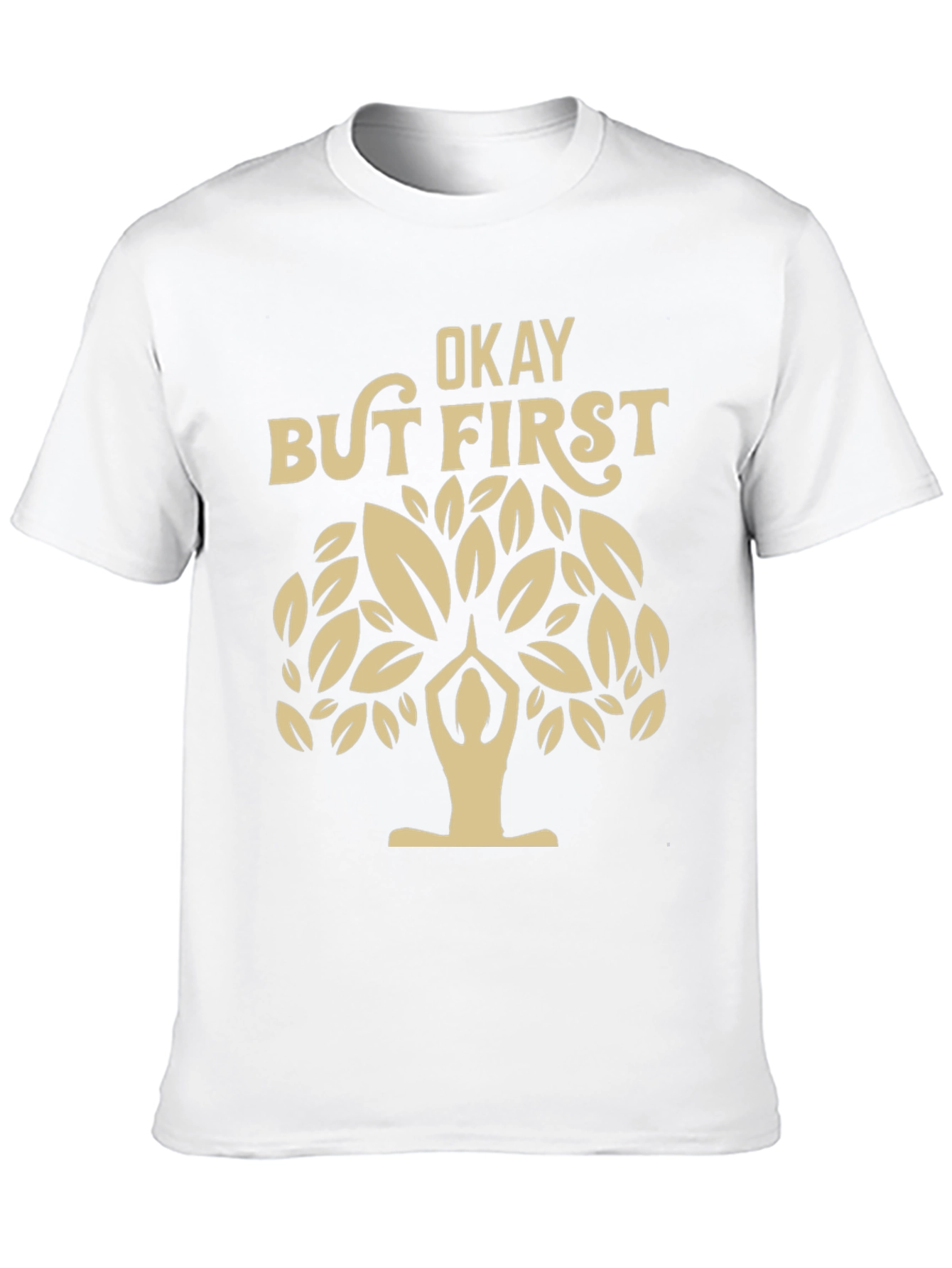 Black Yoga Tree Black T-Shirt: Okay But First Yoga view 10