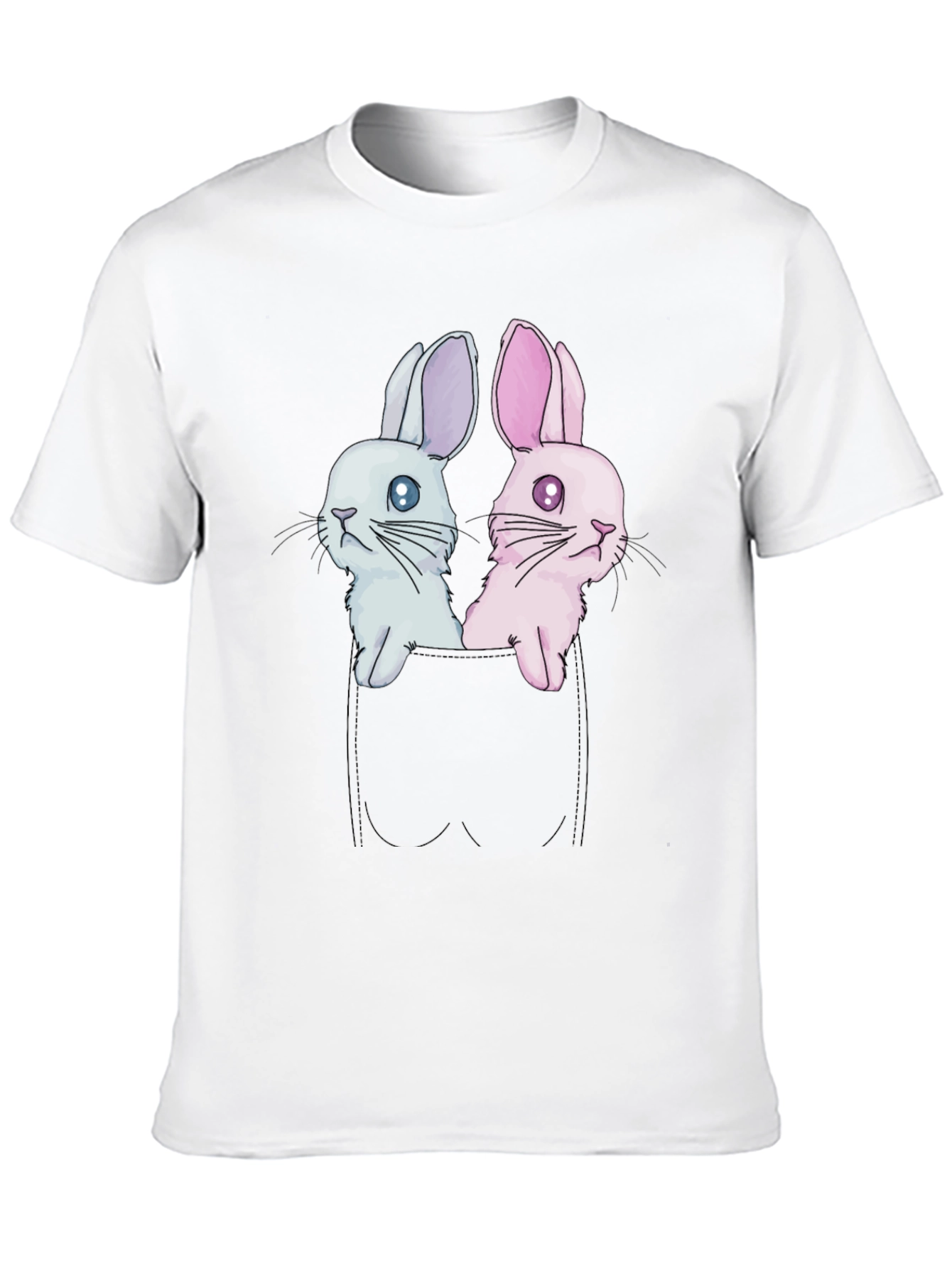 Black Cute Bunny Pocket Tee - Adorable Graphic T-Shirt view 10