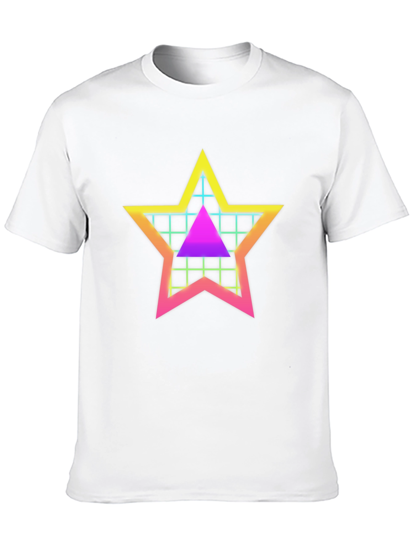 Black Retro Star Grid T-Shirt - 80s Style Graphic Tee view 10