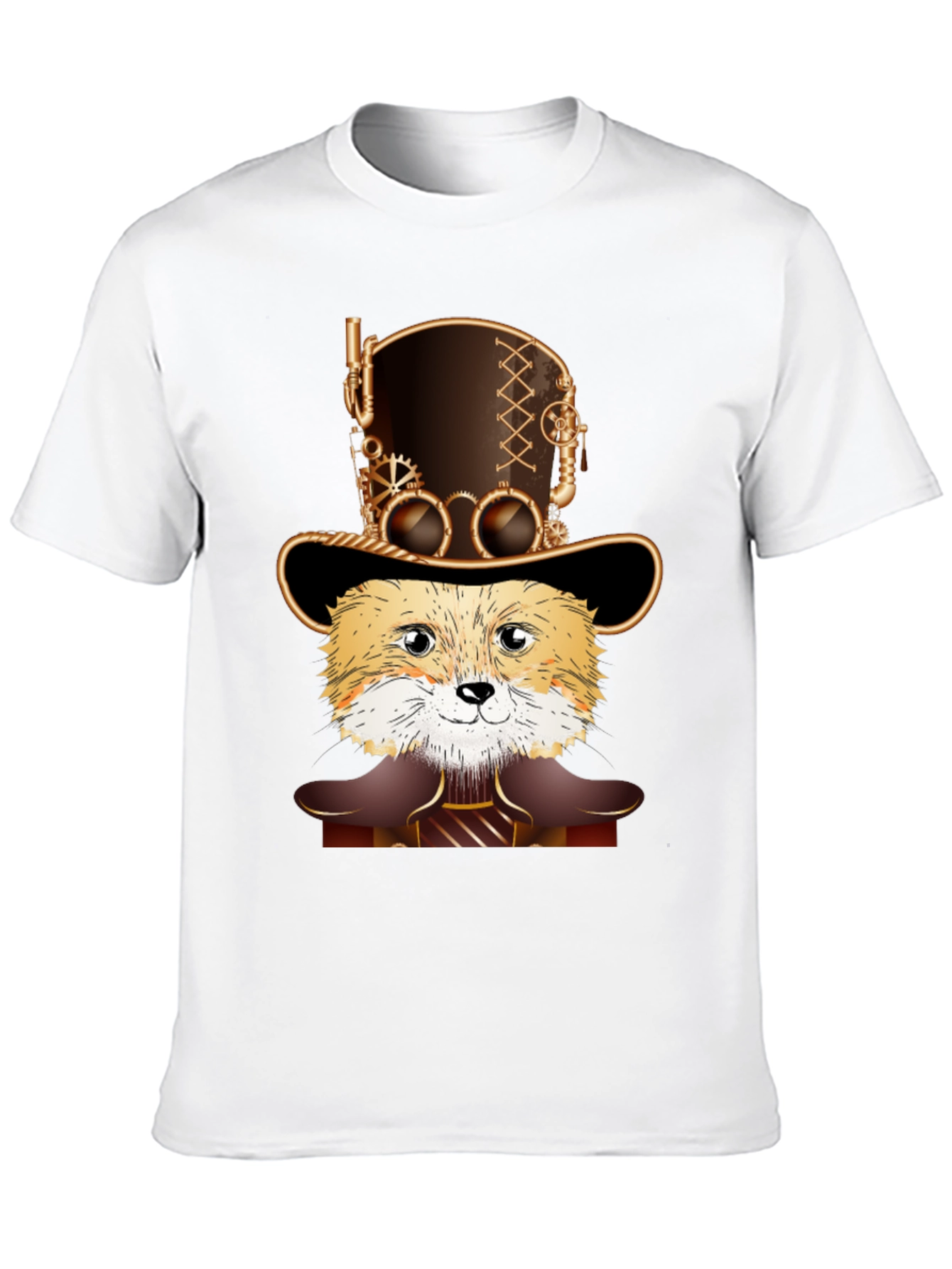 Black Steampunk Fox T-Shirt - Unique Design view 10