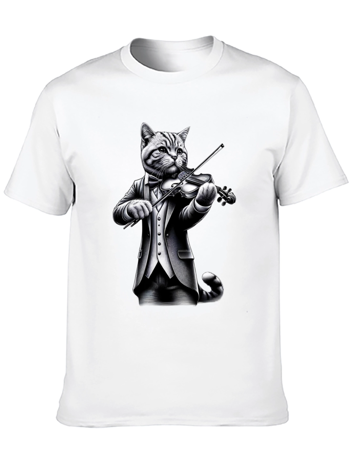 Black Cat Violinist T-Shirt - Unique Animal Graphic Tee view 10
