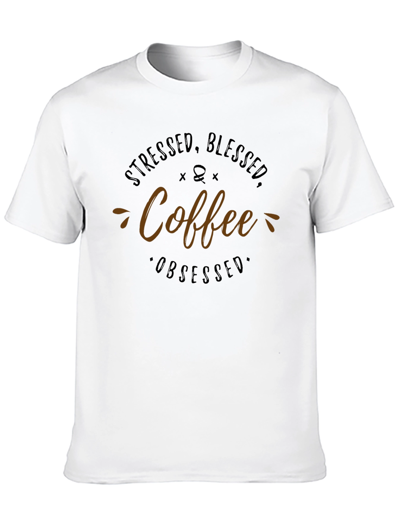 Black Stressed Blessed Coffee Obsessed Black T-Shirt view 10