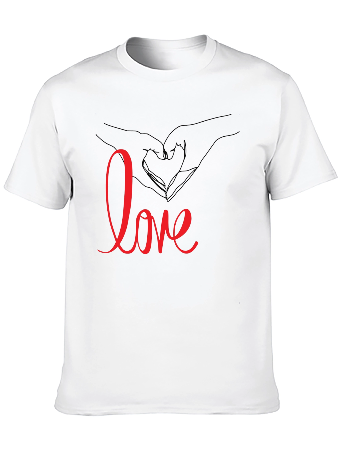 Black Love Heart Hands Graphic Tee - Black Casual T-Shirt view 10