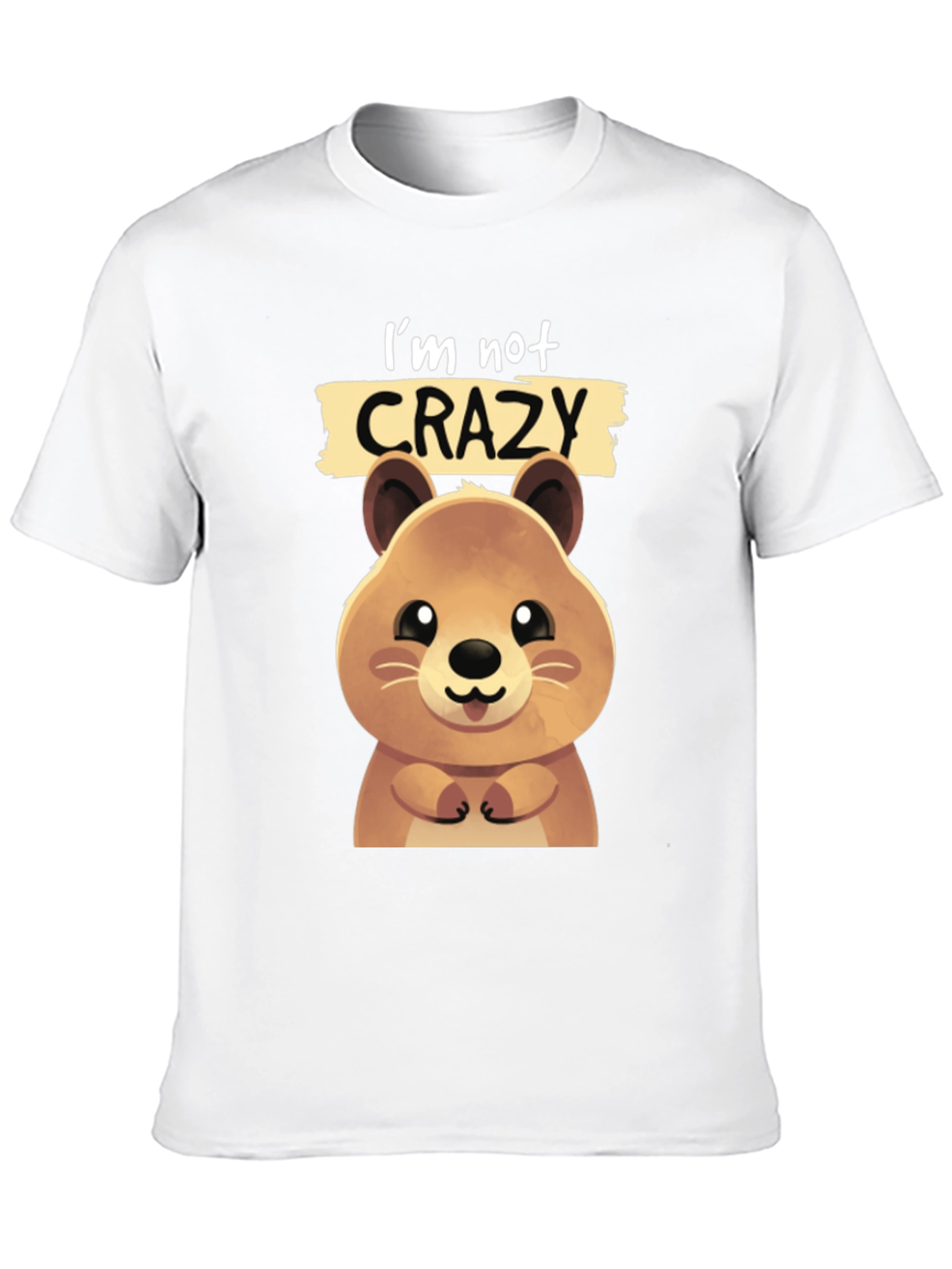 Black Cute Quokka 'I'm Not Crazy' Graphic T-Shirt view 10