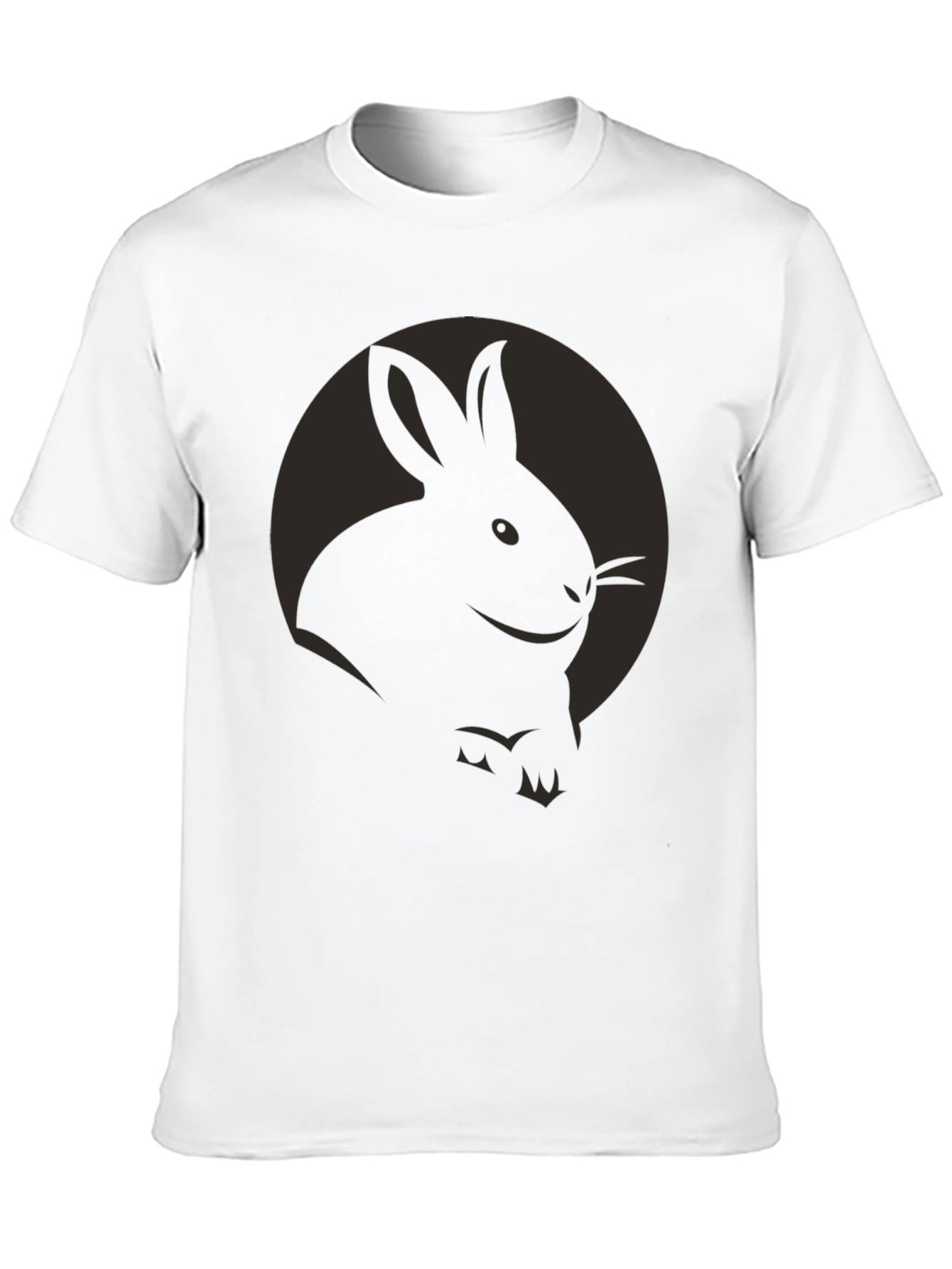 Black Rabbit Graphic Tee - Soft Black Cotton Shirt view 10