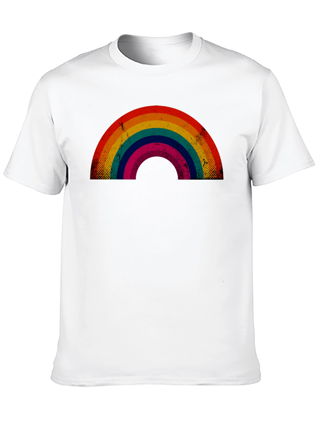 Black Retro Rainbow Graphic Tee - Black Cotton Blend view 10