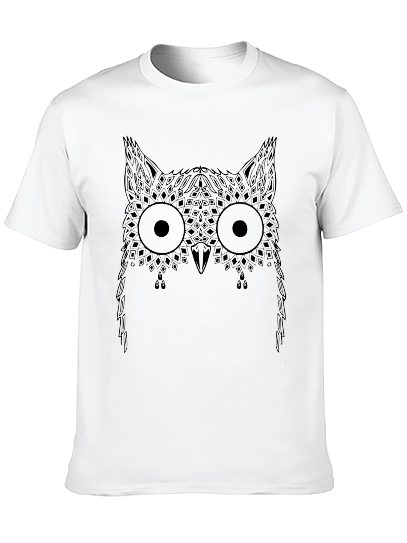 Black Geometric Owl Print Black T-Shirt view 10