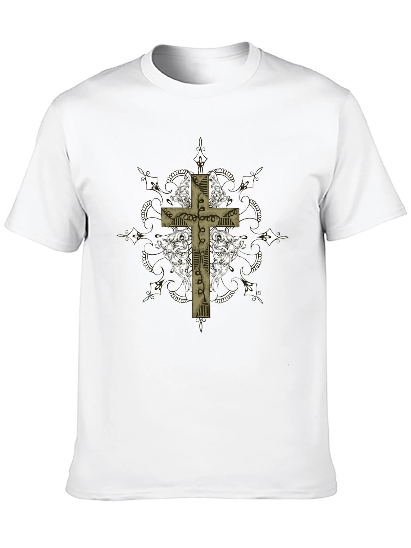 Black Gothic Cross Graphic Tee - Black Crew Neck view 10