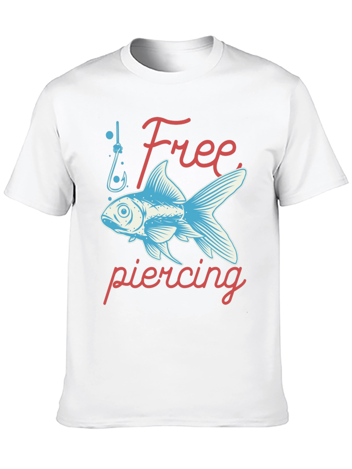 Black Free Piercing Fish Graphic Tee - Black Cotton T-Shirt view 10