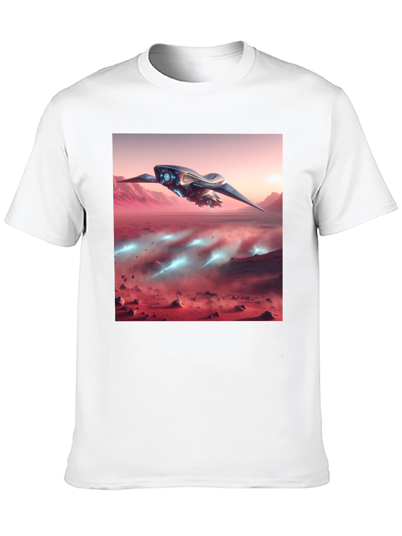 Black Sci-Fi Spaceship Graphic Tee - Black view 10