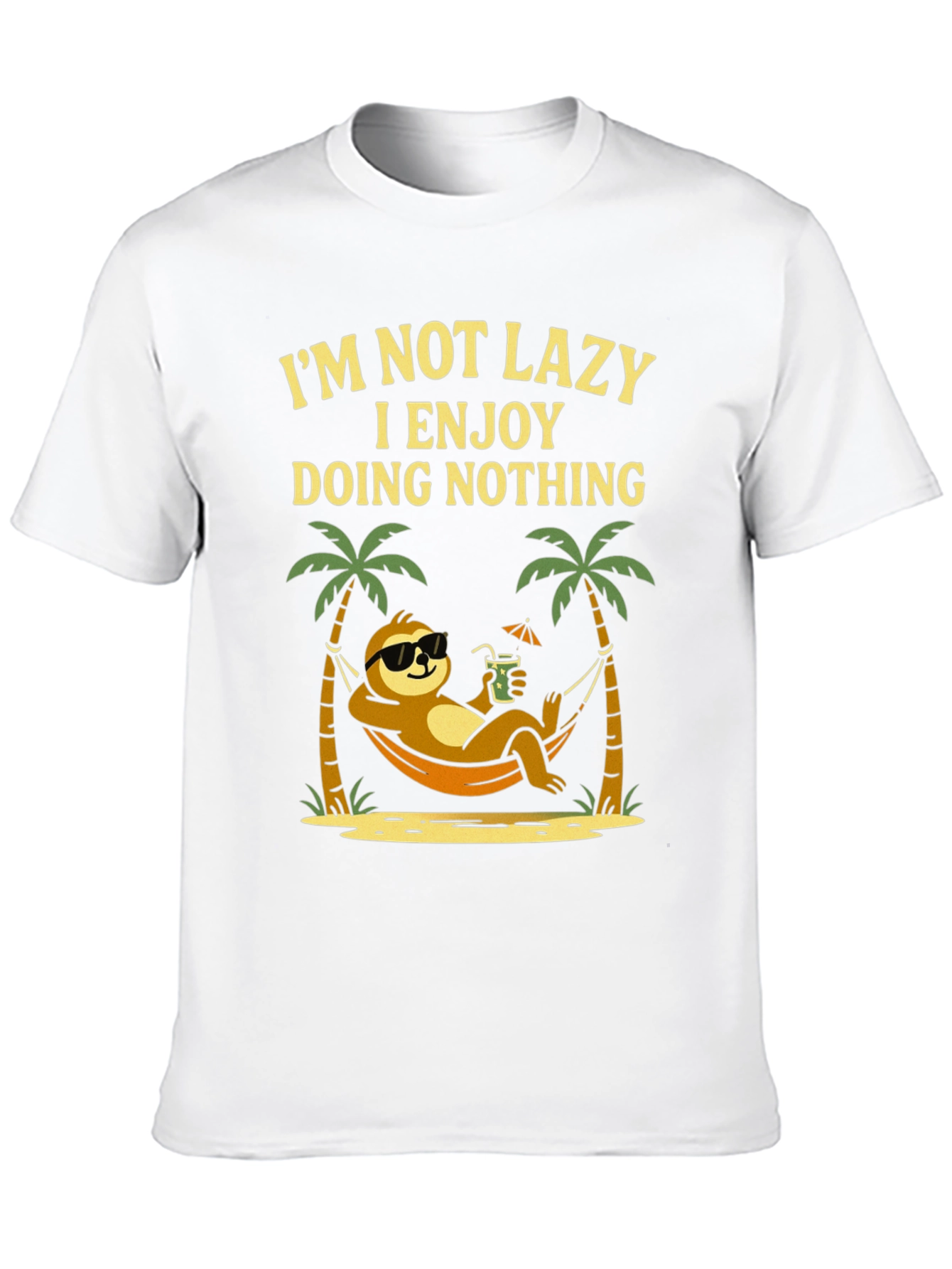 Black Lazy Sloth Beach T-Shirt - Enjoy Doing Nothing view 10