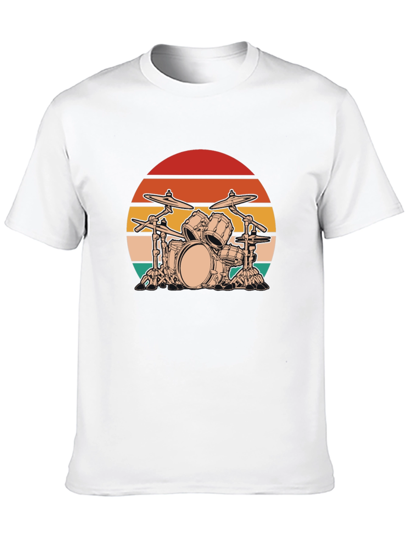 Black Retro Drum Set Graphic Tee - Black Cotton Blend view 10