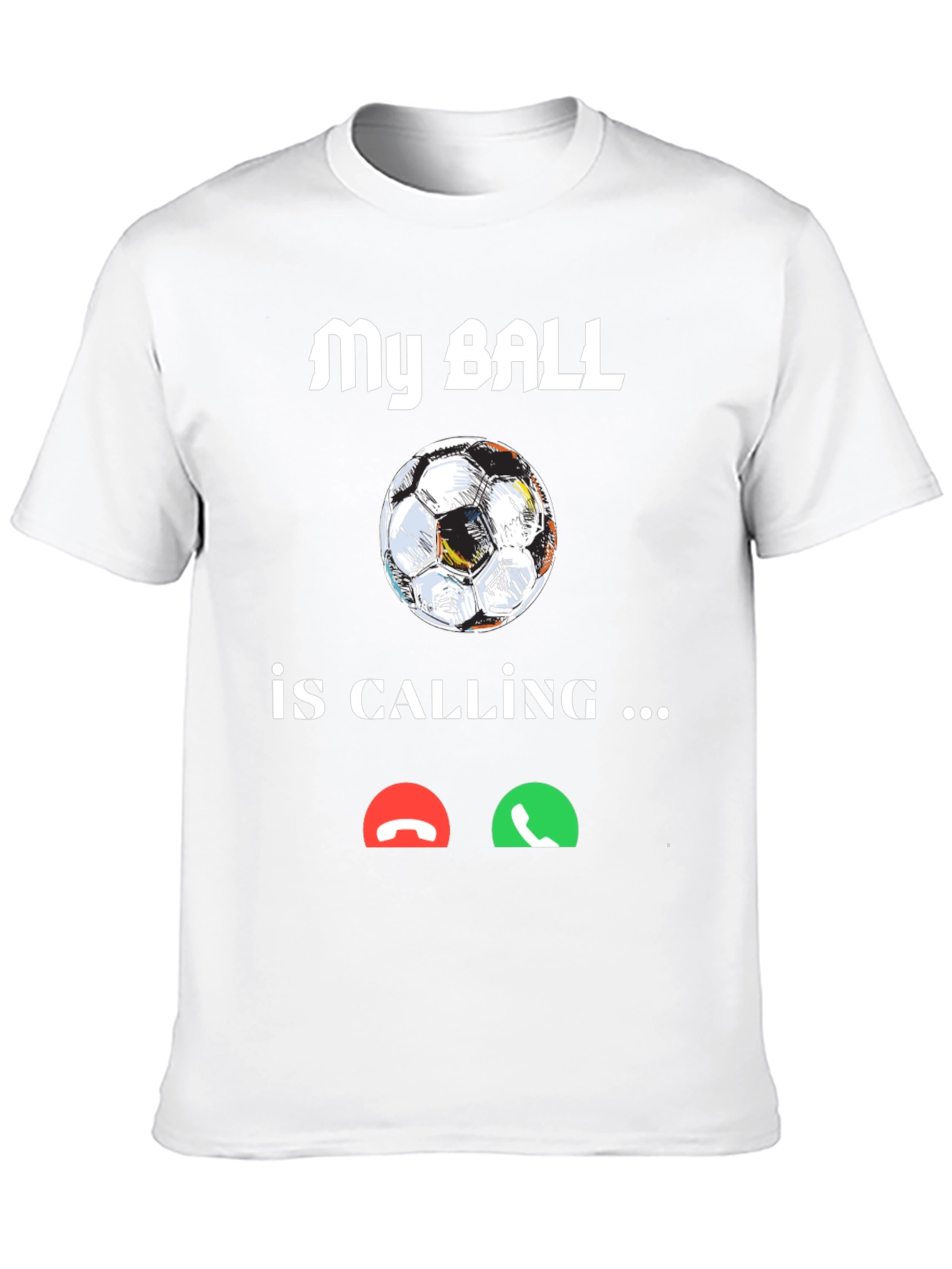 Black Funny Soccer Ball Calling T-Shirt view 10