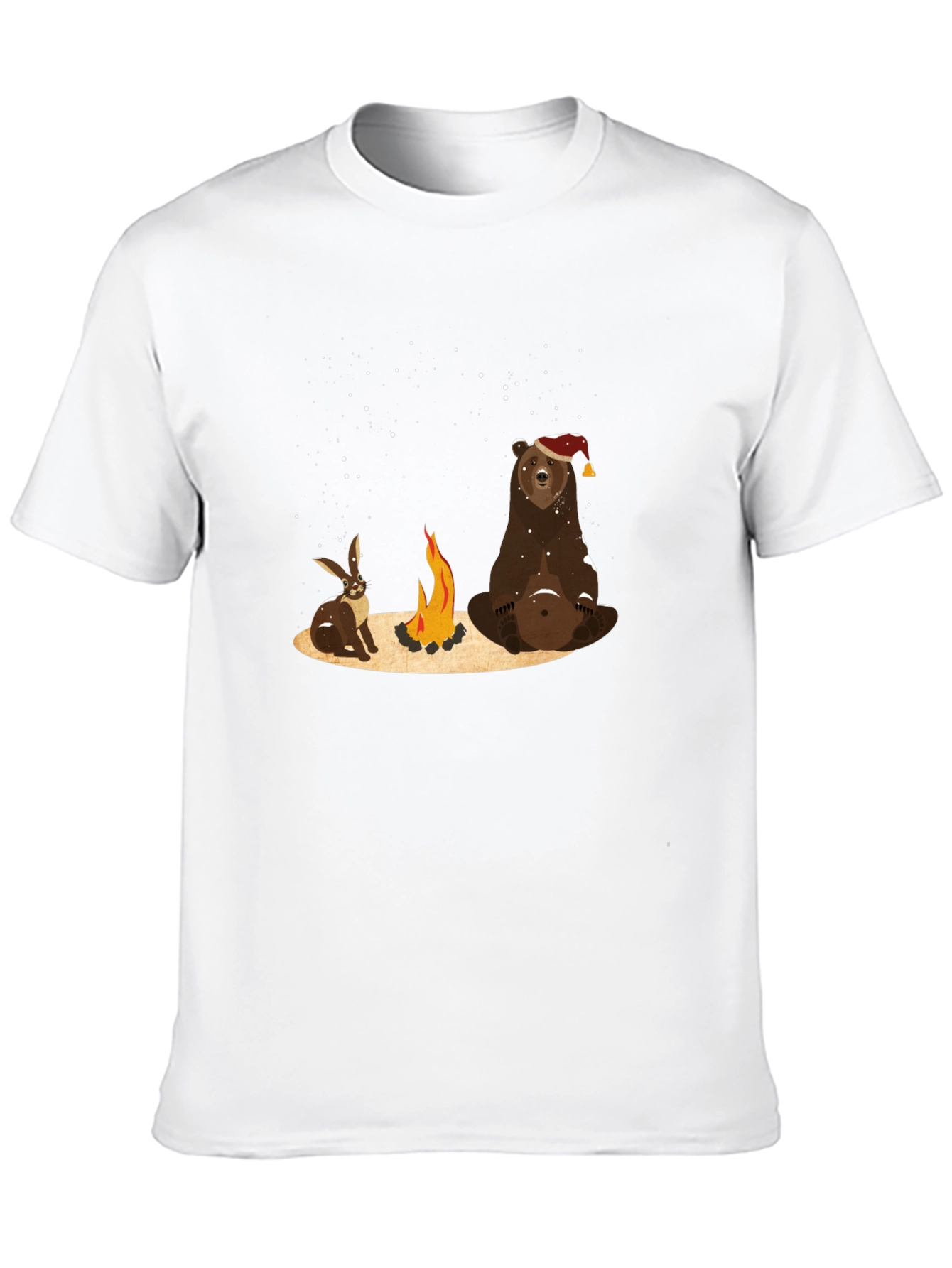 Black Bear and Bunny Campfire T-Shirt - Cozy and Cute view 10