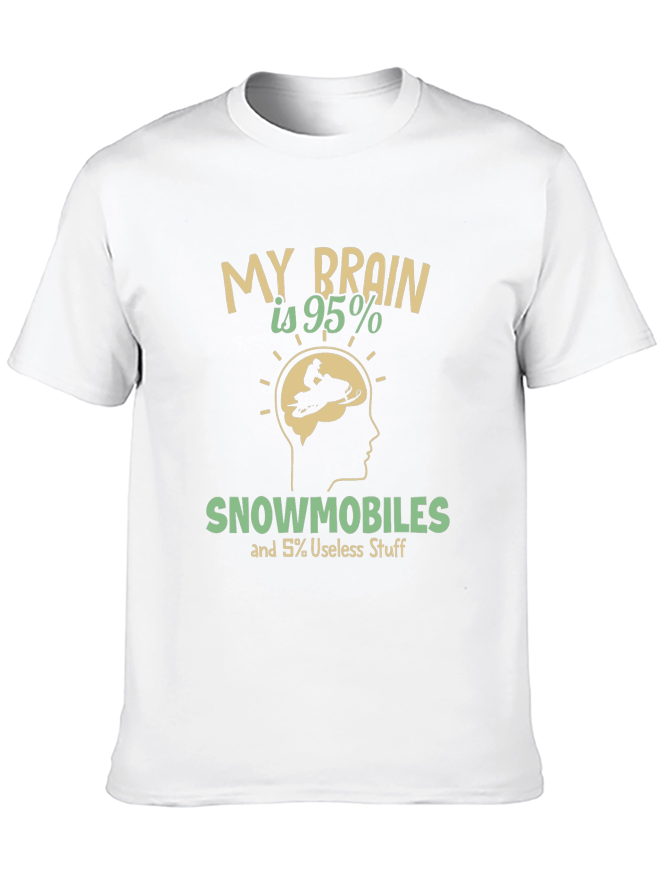 Black Funny Snowmobile T-Shirt - Brain is 95% Snowmobiles view 10