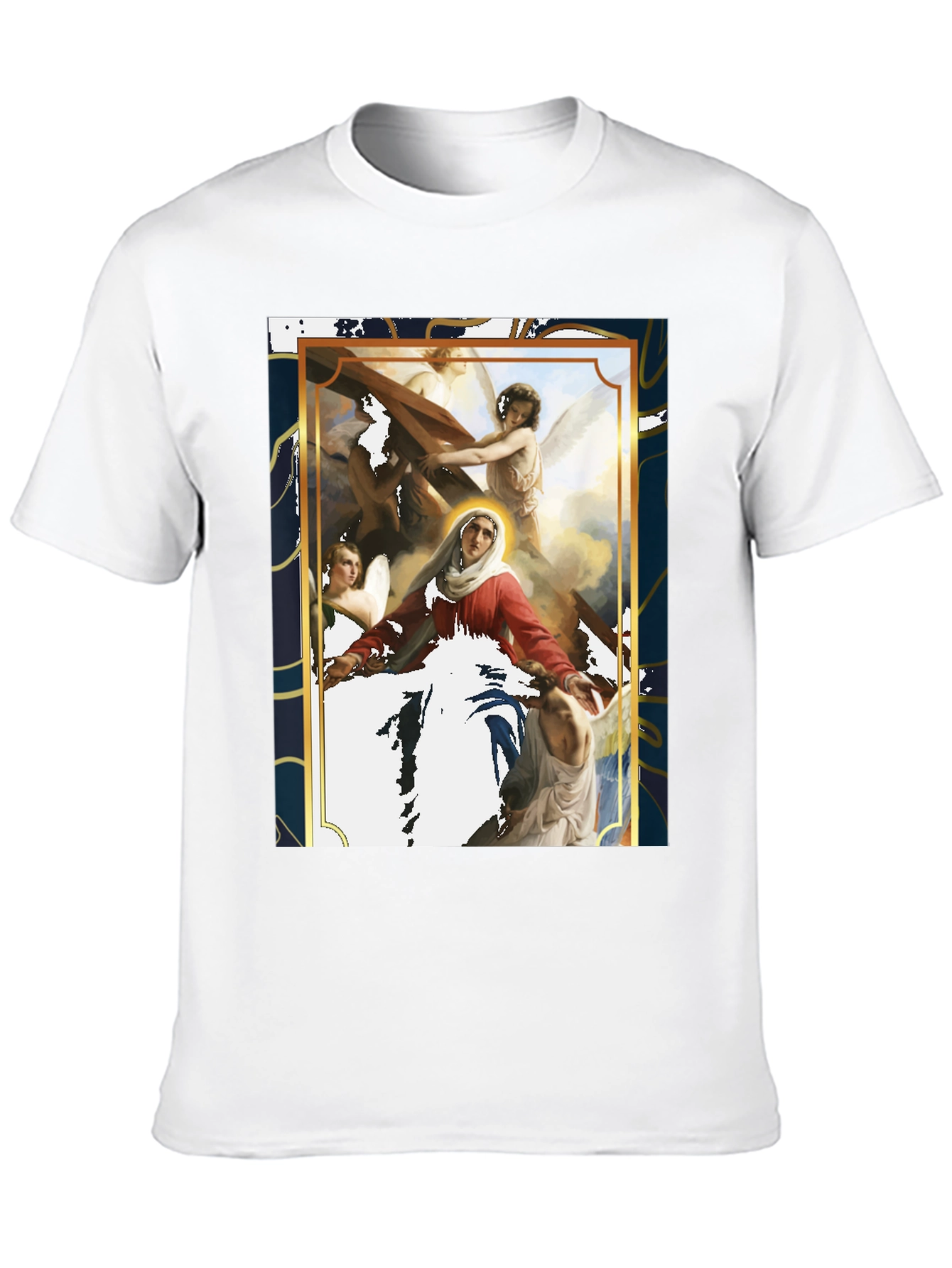 Black Religious Art Graphic Tee - Black Cotton Blend view 10