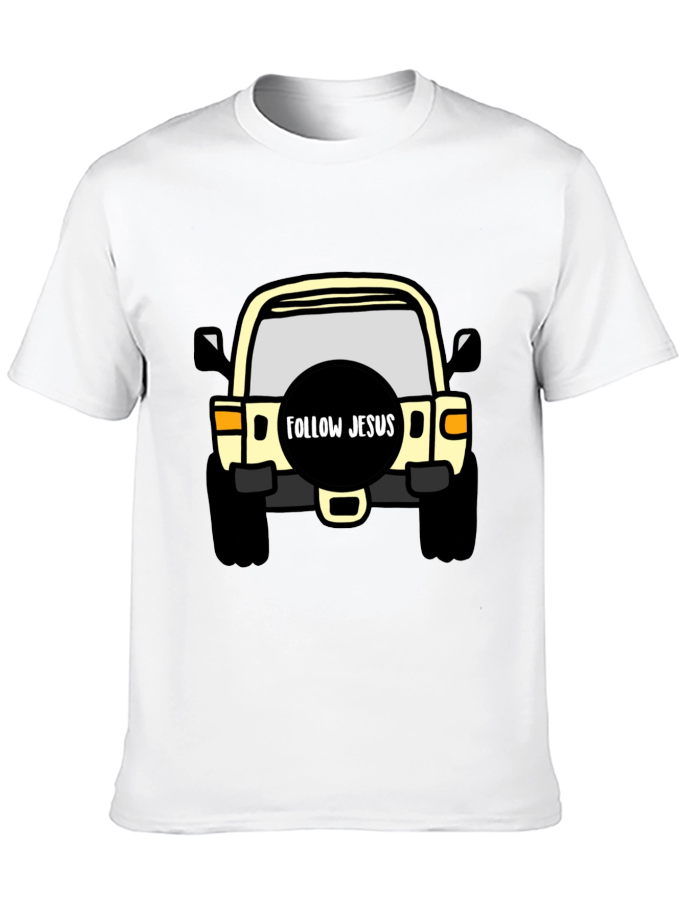 Black Follow Jesus Jeep T-Shirt - Black Cotton Tee view 10