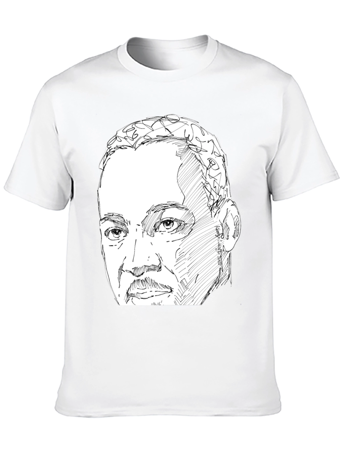 Black Sketch Portrait Graphic Tee view 10