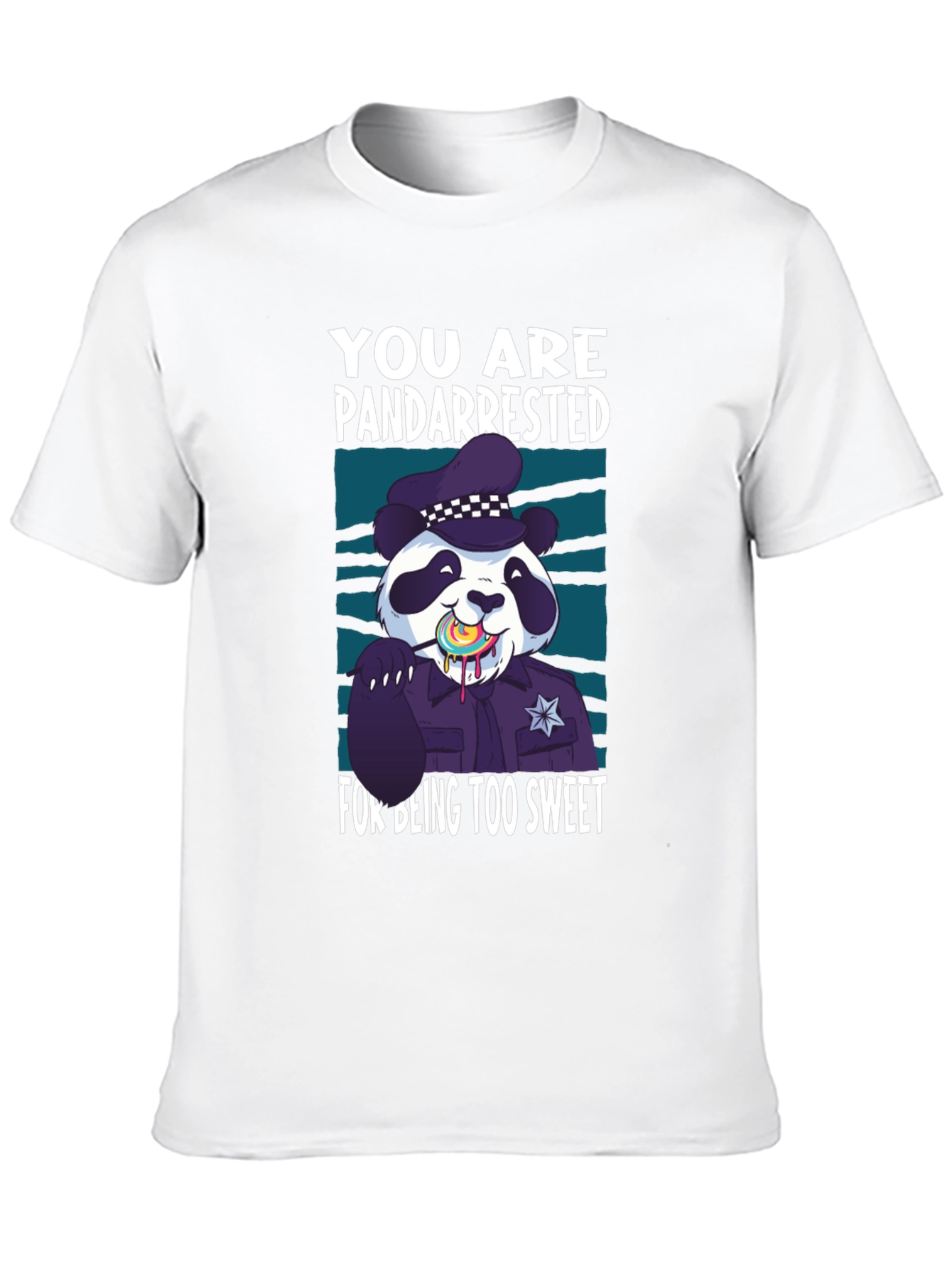 Black Pandarrested T-Shirt - Sweet Panda Police Design view 10