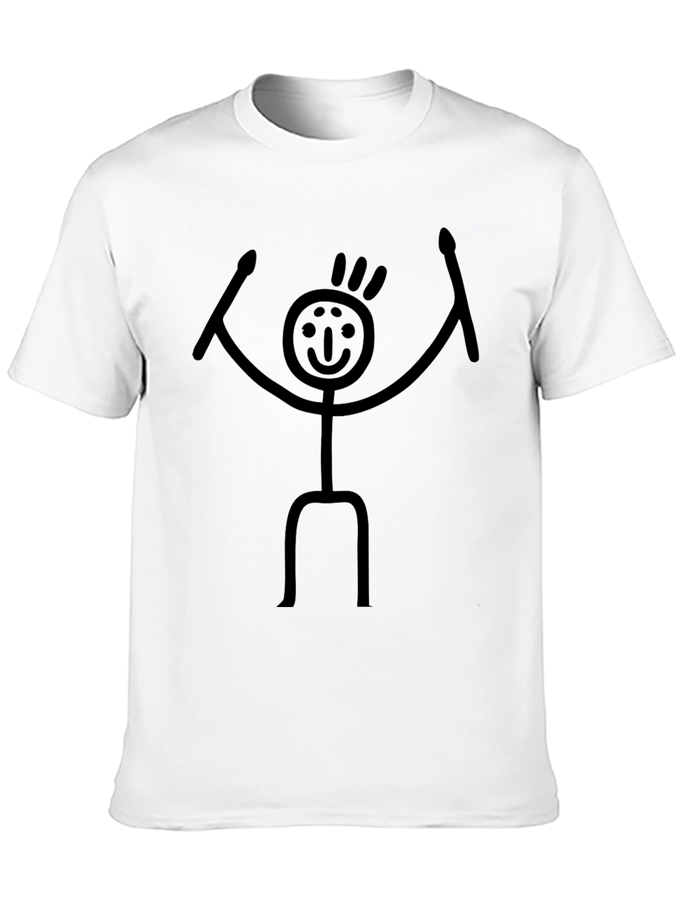 Black Drummer Stick Figure Graphic T-Shirt - Black view 10