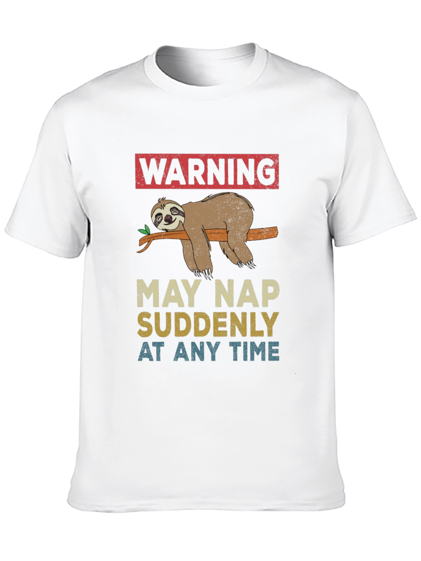 Black Warning May Nap Suddenly Sloth Graphic Tee view 10