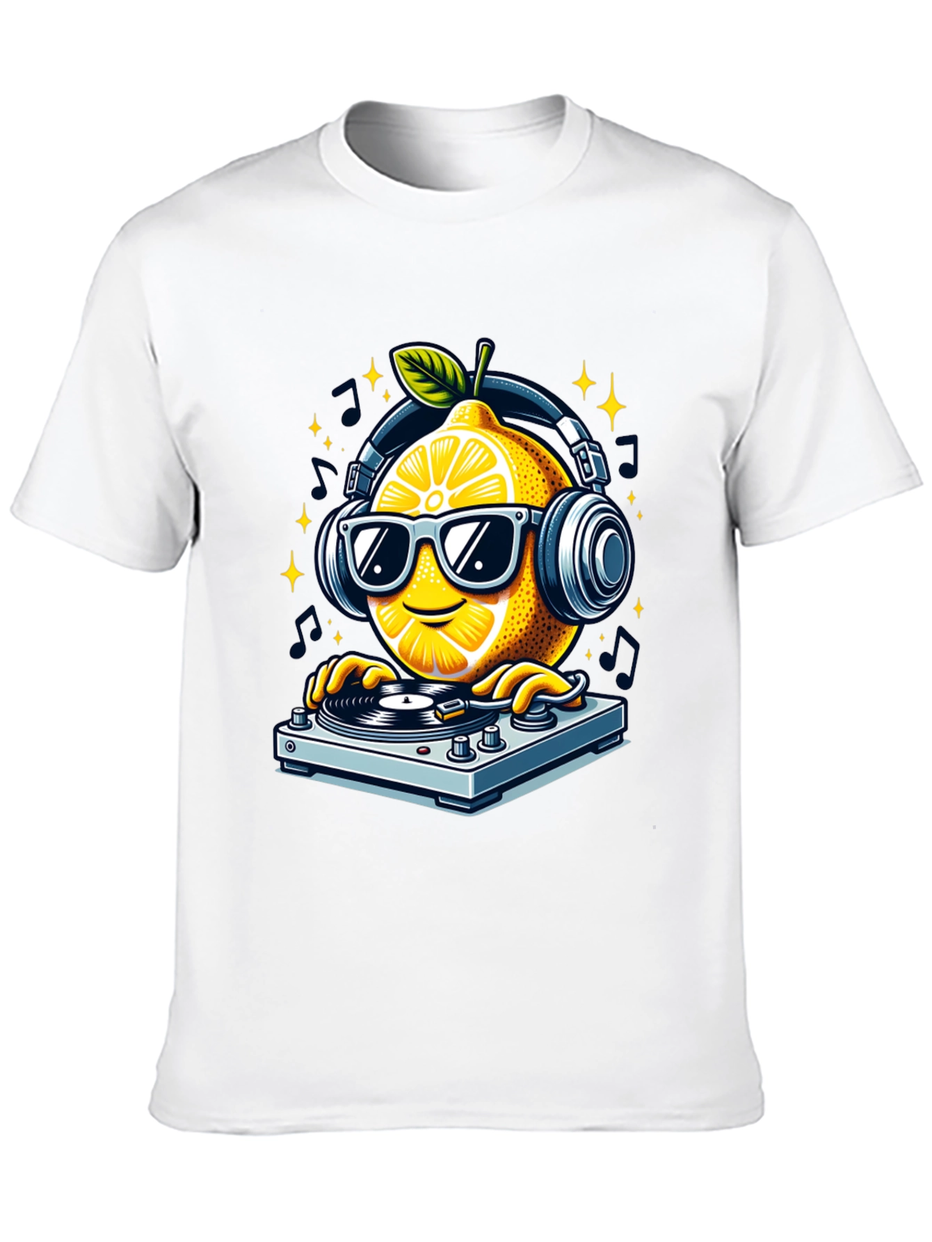 Black DJ Lemon Graphic T-Shirt - Funky Turntable Design view 10