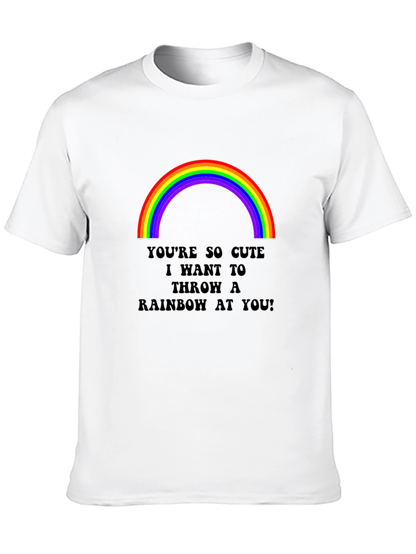 Black Cute Rainbow Graphic Tee - "Throw a Rainbow at You!" view 10