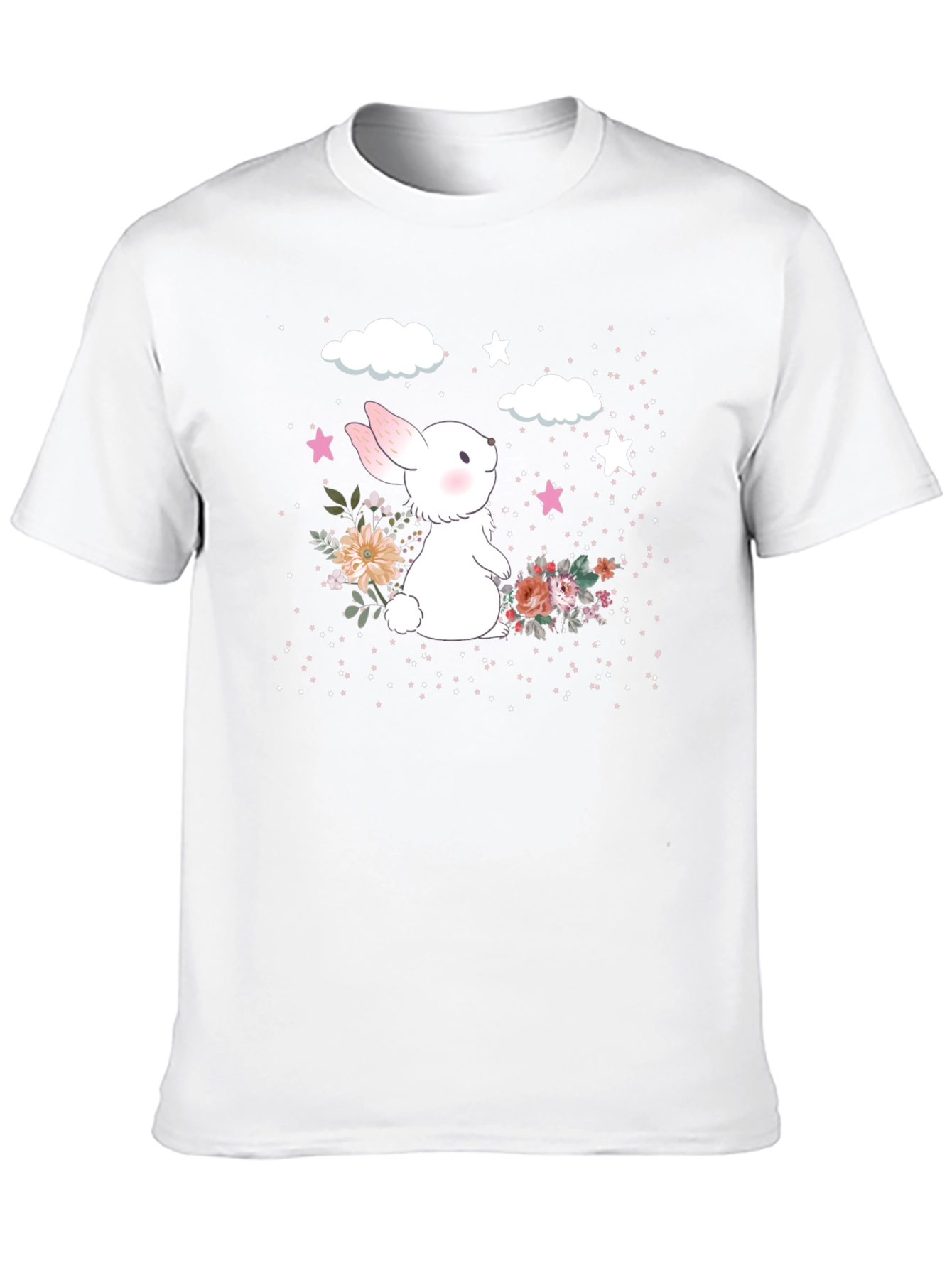 Black Cute Bunny Floral Graphic T-Shirt view 10