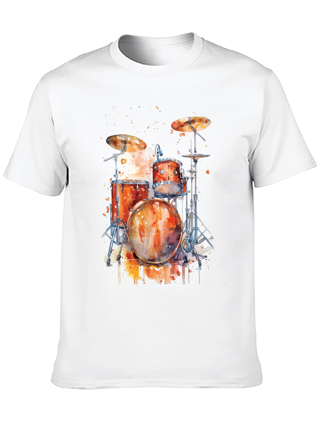 Black Drum Set Watercolor Graphic Tee view 10