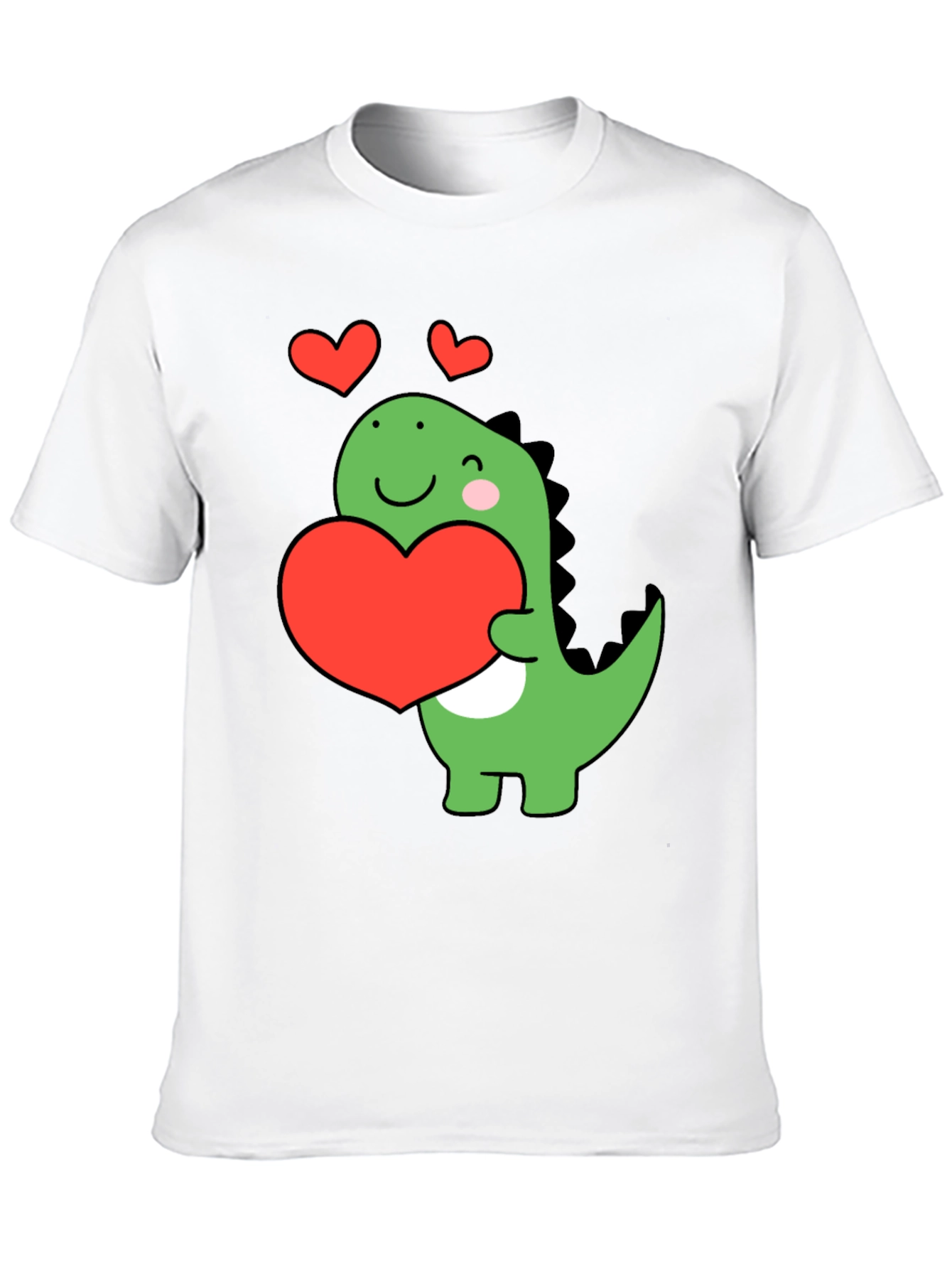 Black Cute Dinosaur Holding Heart T-Shirt view 10