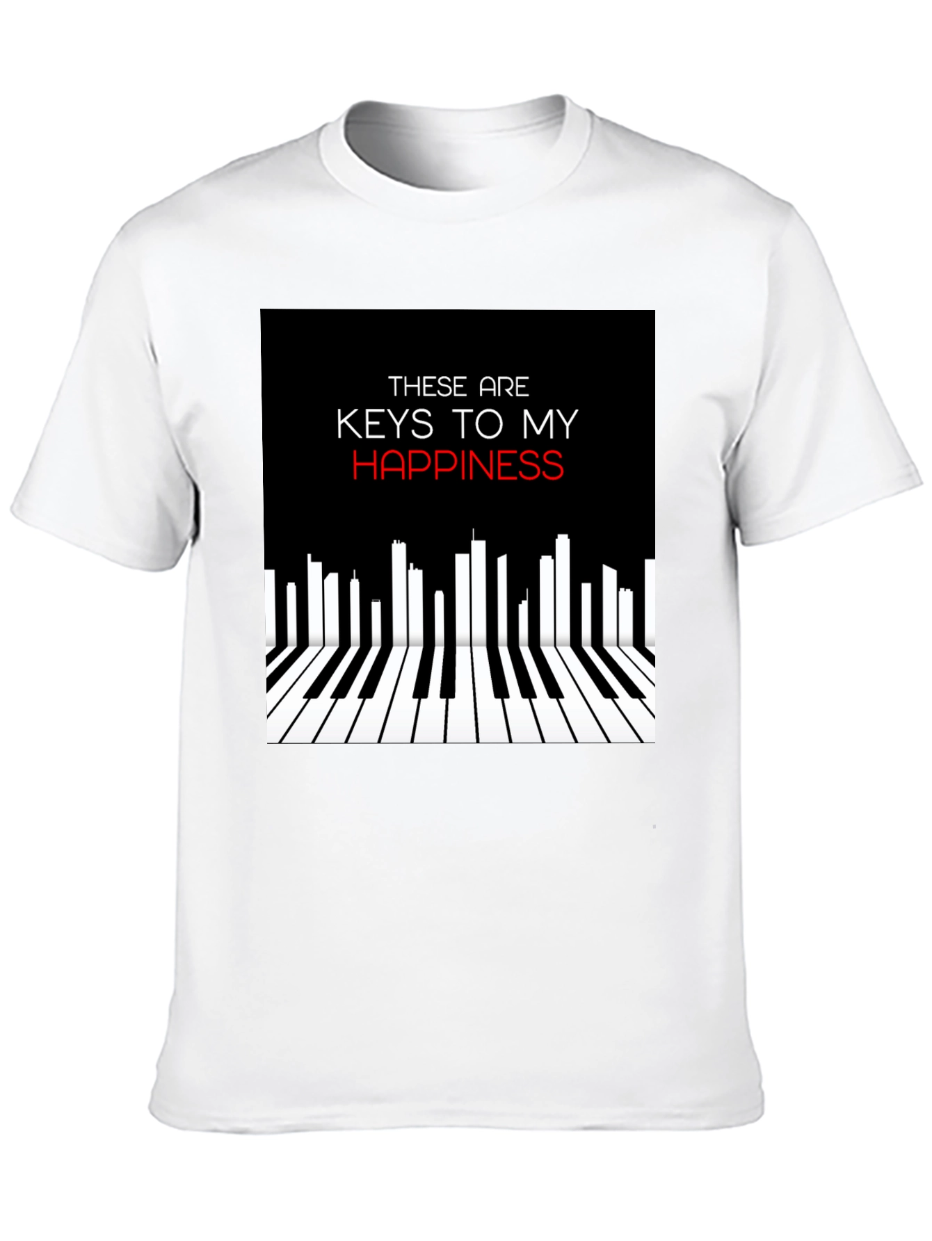 Black Piano Keys of Happiness Graphic Tee view 10