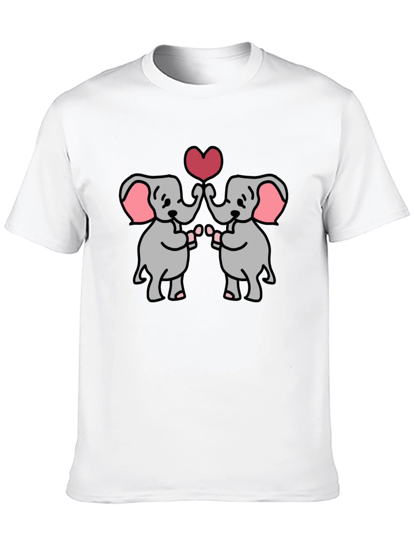 Black Cute Elephants Heart Graphic T-Shirt view 10