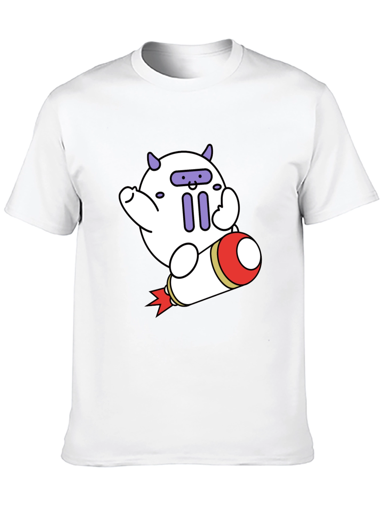 Black Cute Cartoon Rocket T-Shirt view 10