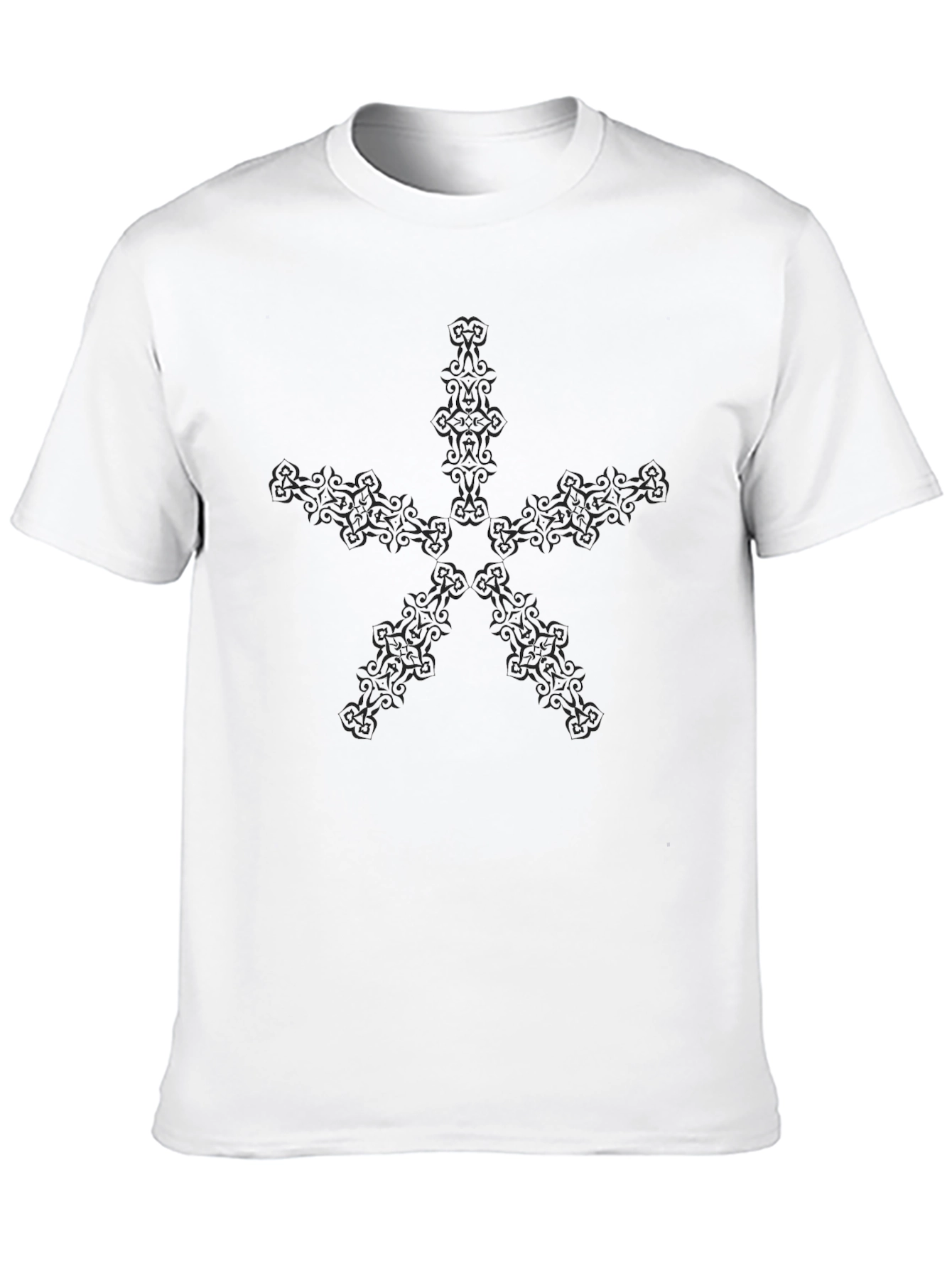 Black Men's Black T-Shirt with Abstract Star Design view 10