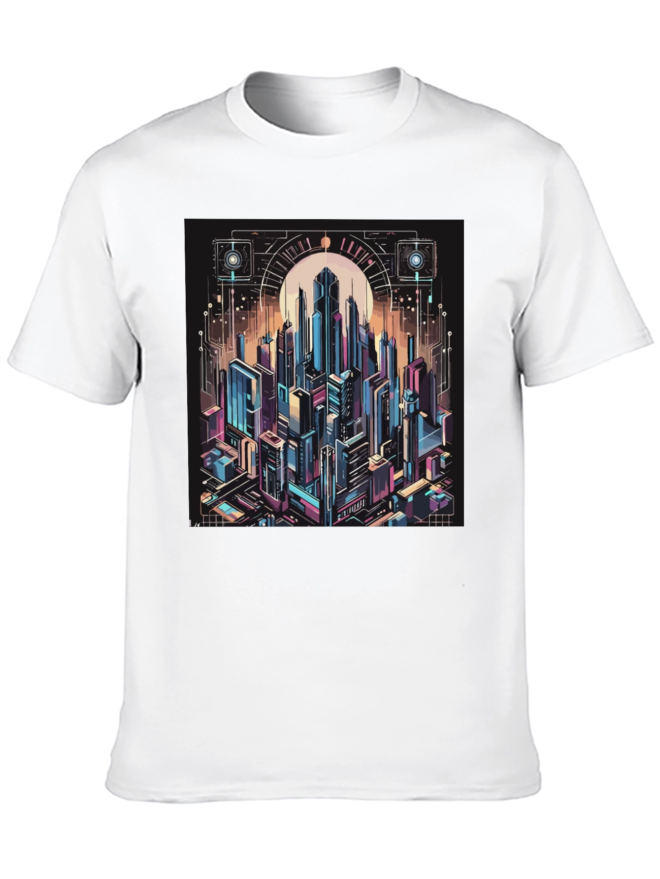 Black Cyberpunk Cityscape Graphic Tee - Black view 10