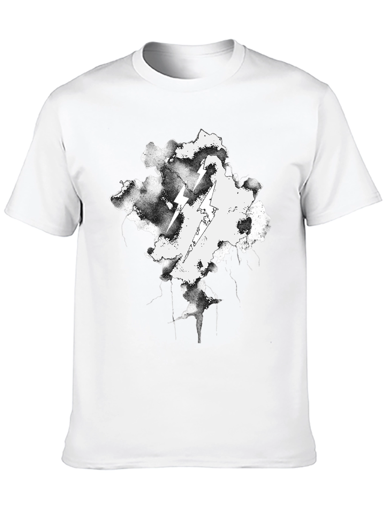 Black Storm Cloud Lightning T-Shirt - Black Cotton Graphic Tee view 10