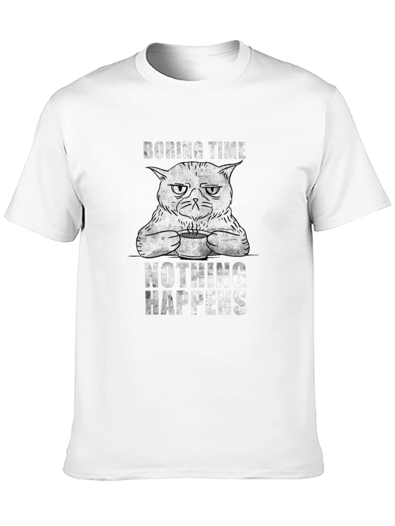 Black Boring Time Cat Graphic Tee - Unisex Cotton T-Shirt view 10
