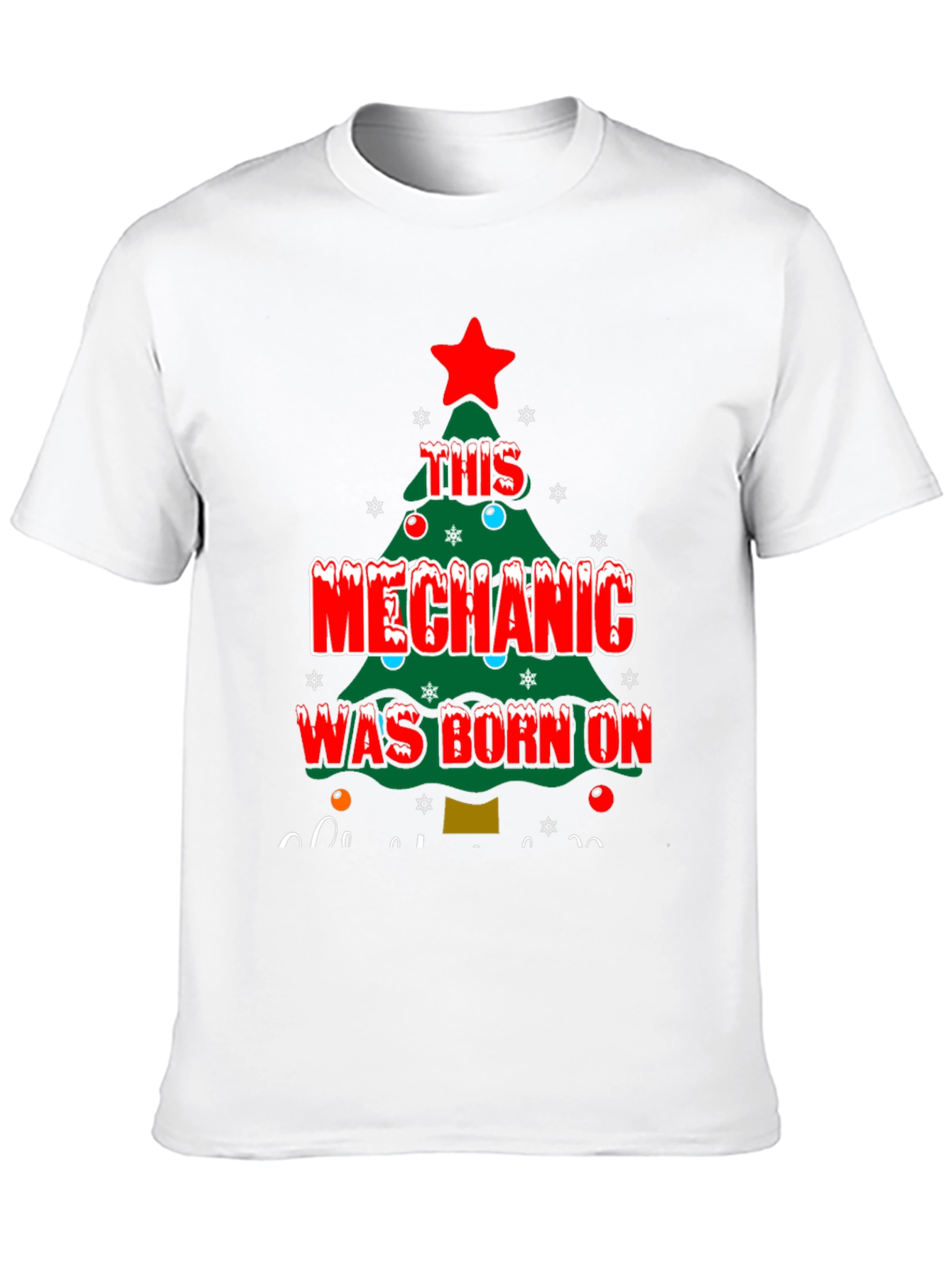 Black Mechanic Christmas Tree T-Shirt view 10