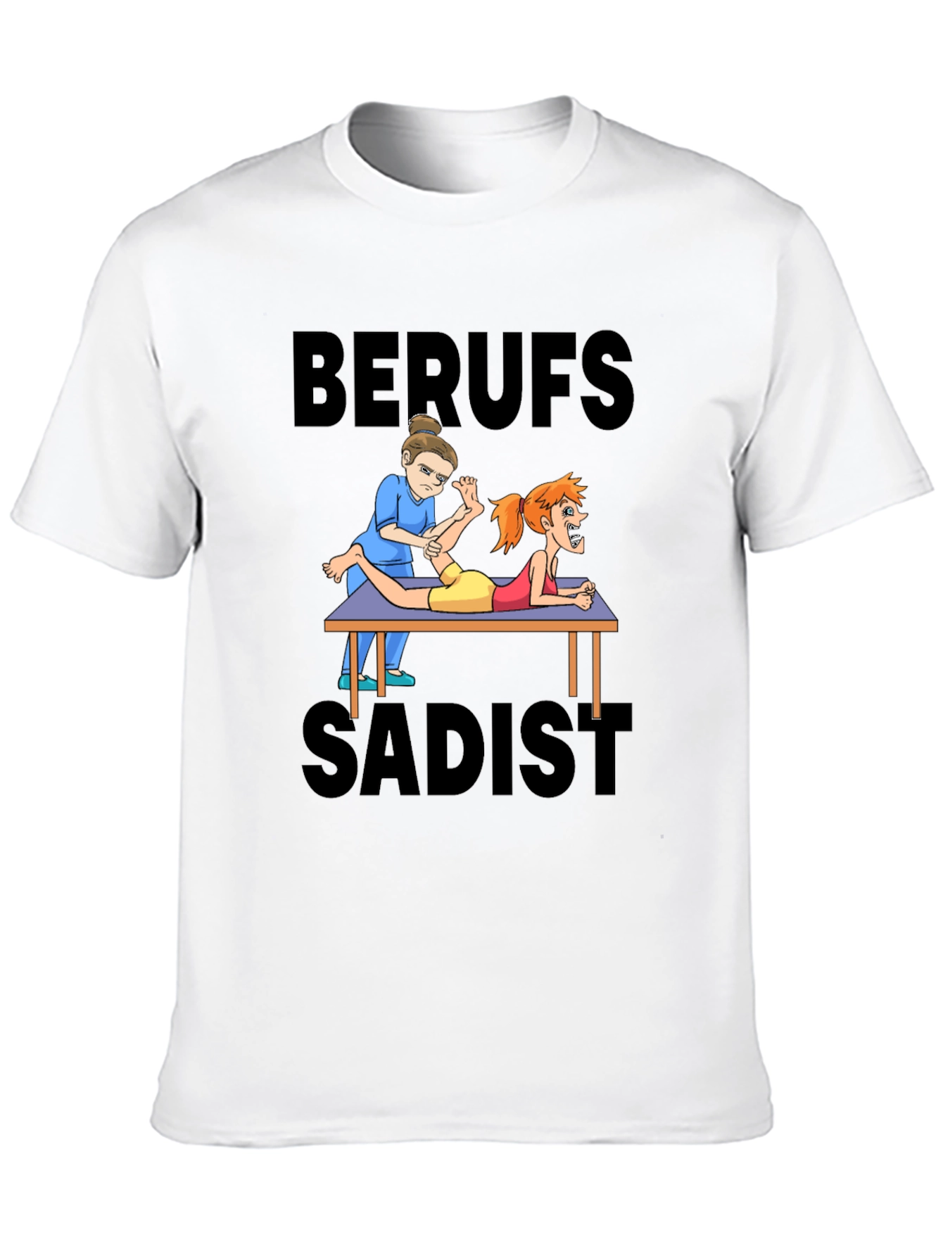 Black Funny Cartoon Physiotherapist T-Shirt view 10