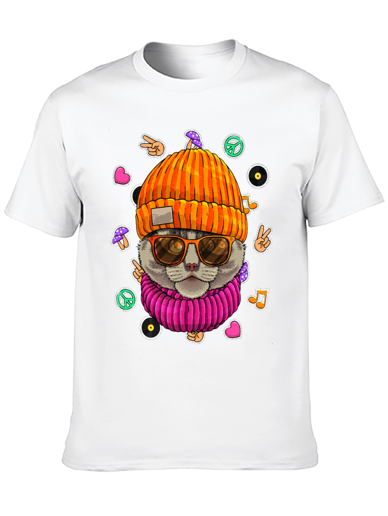Black Cool Cat Graphic Tee - Hippie Style view 10