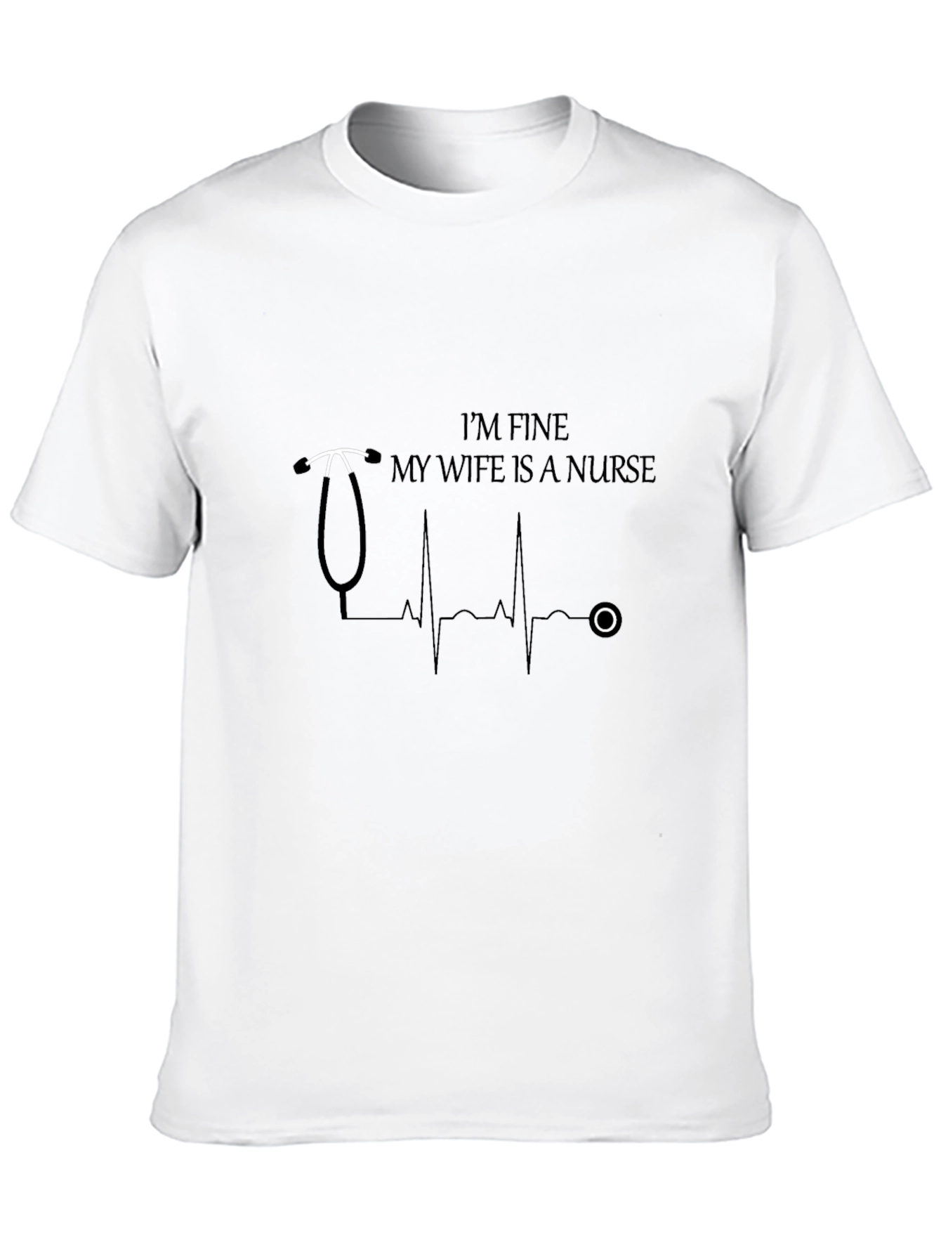 Black I'm Fine My Wife Is A Nurse Graphic T-Shirt view 10