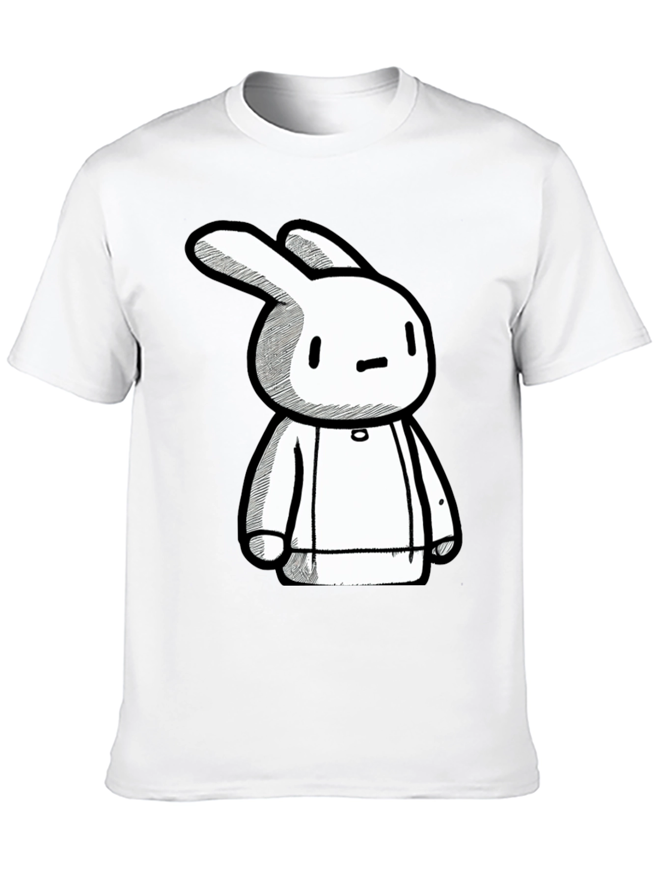 Black Cartoon Bunny Graphic Print Black Tee view 10