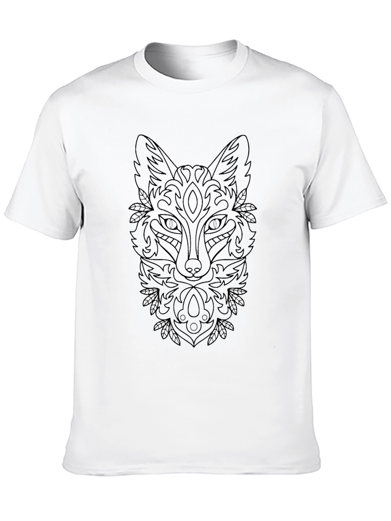 Black Abstract Fox Graphic Black T-Shirt view 10