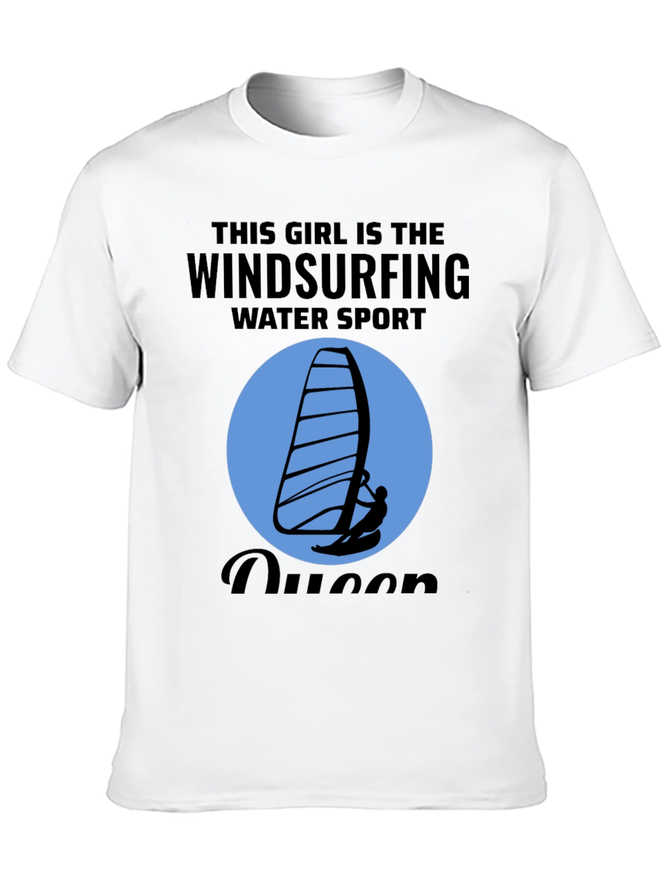Black Windsurfing Queen T-Shirt - Water Sport Design view 10