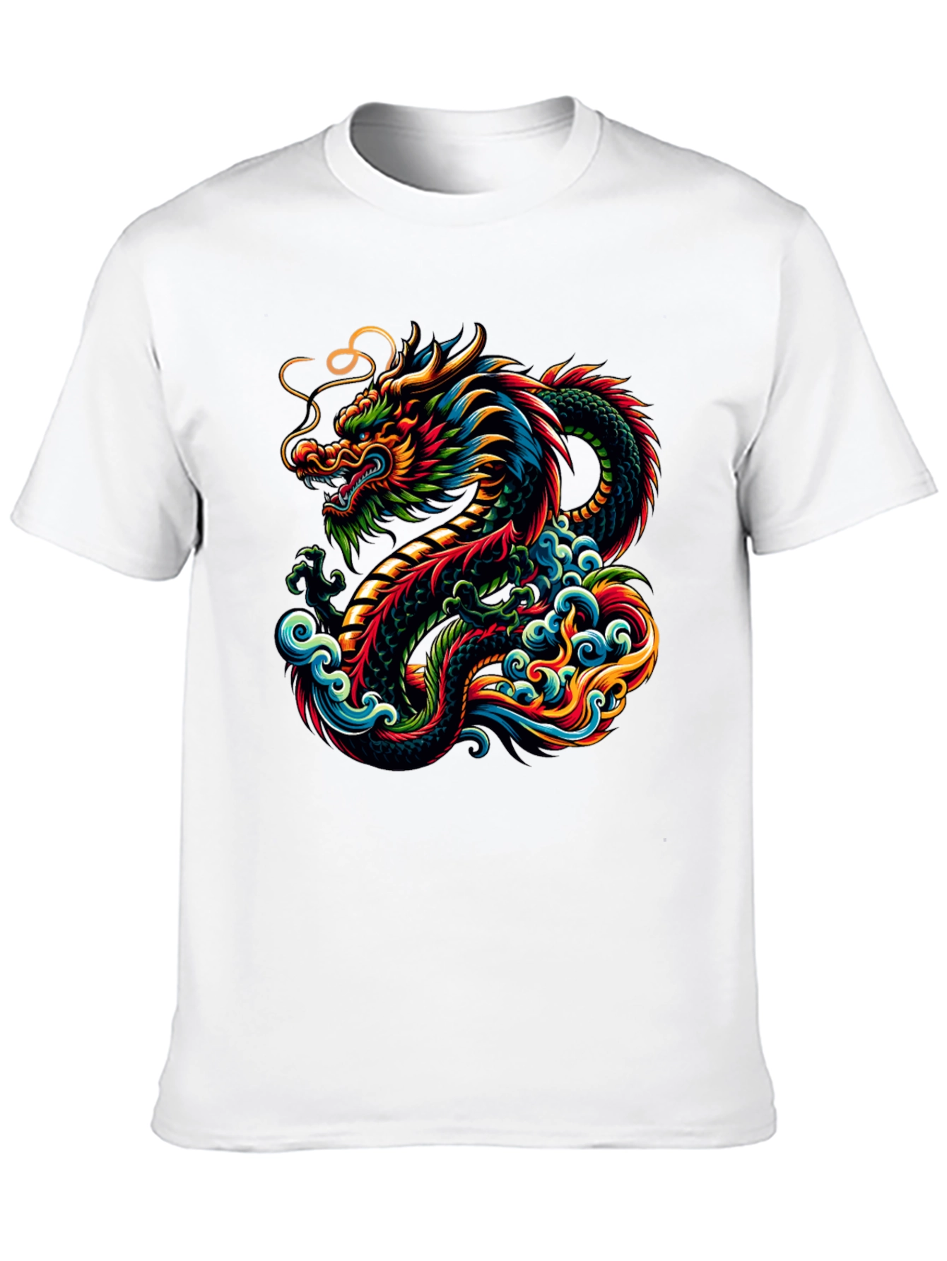Black Vibrant Dragon Graphic Tee - Black Cotton T-Shirt view 10