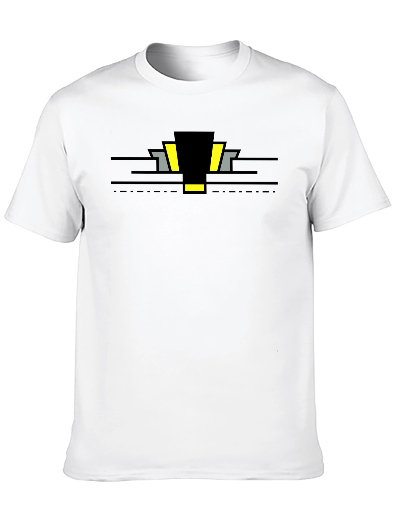 Black Abstract Geometric Black T-Shirt view 10