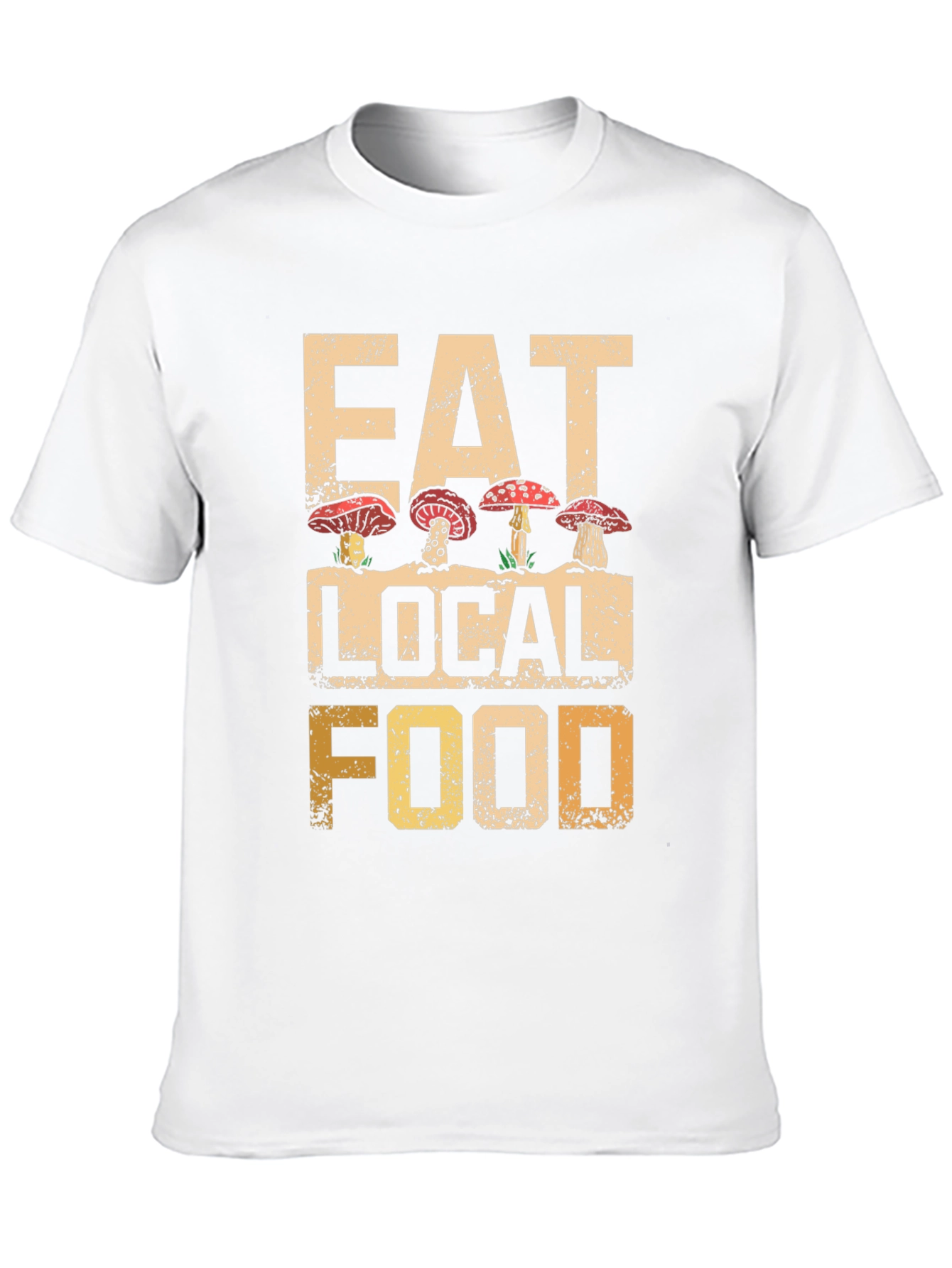 Black Eat Local Food Mushroom T-Shirt view 10
