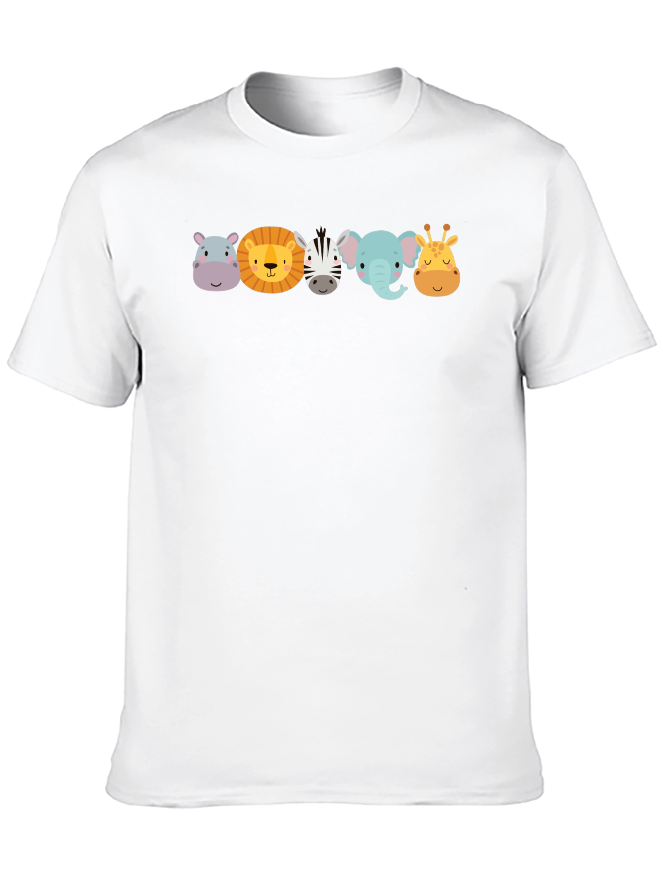 Black Cartoon Animal Faces Black T-Shirt view 10